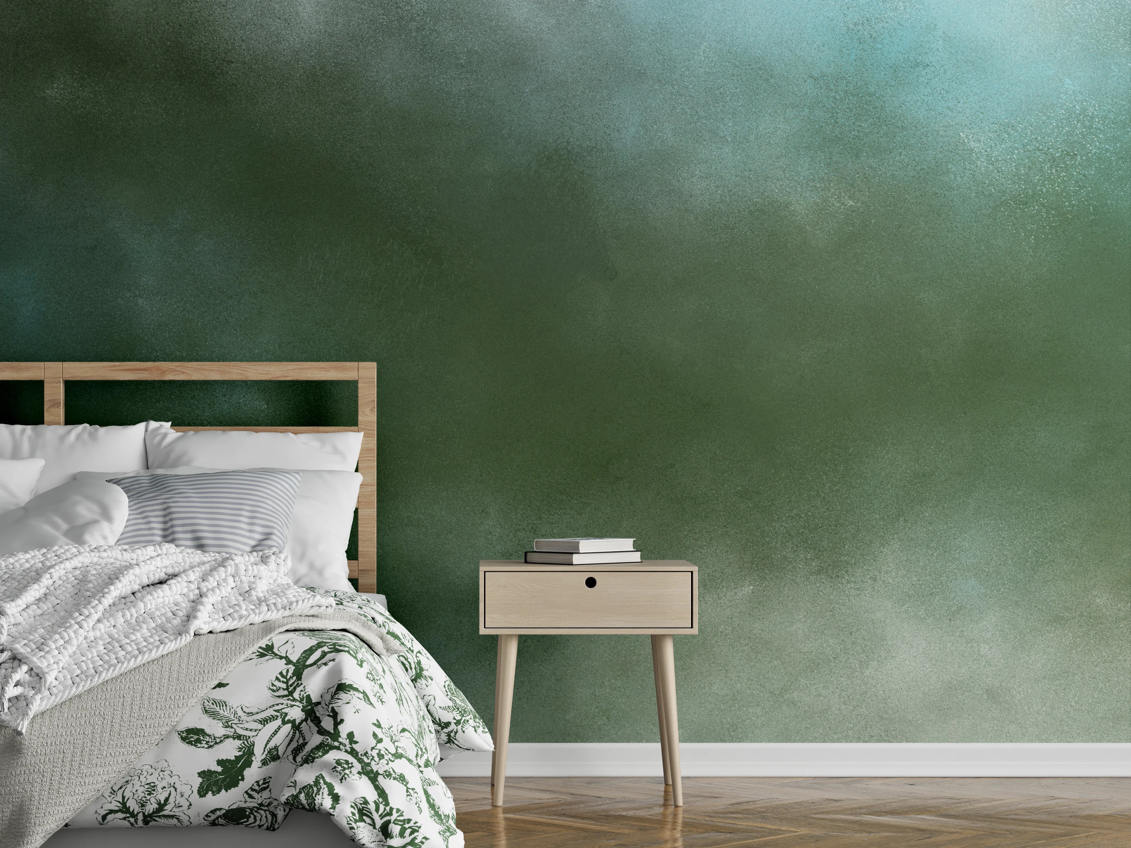 Wandverkleidung Schlafzimmer - Abstraktes Aquarell in Naturfarben