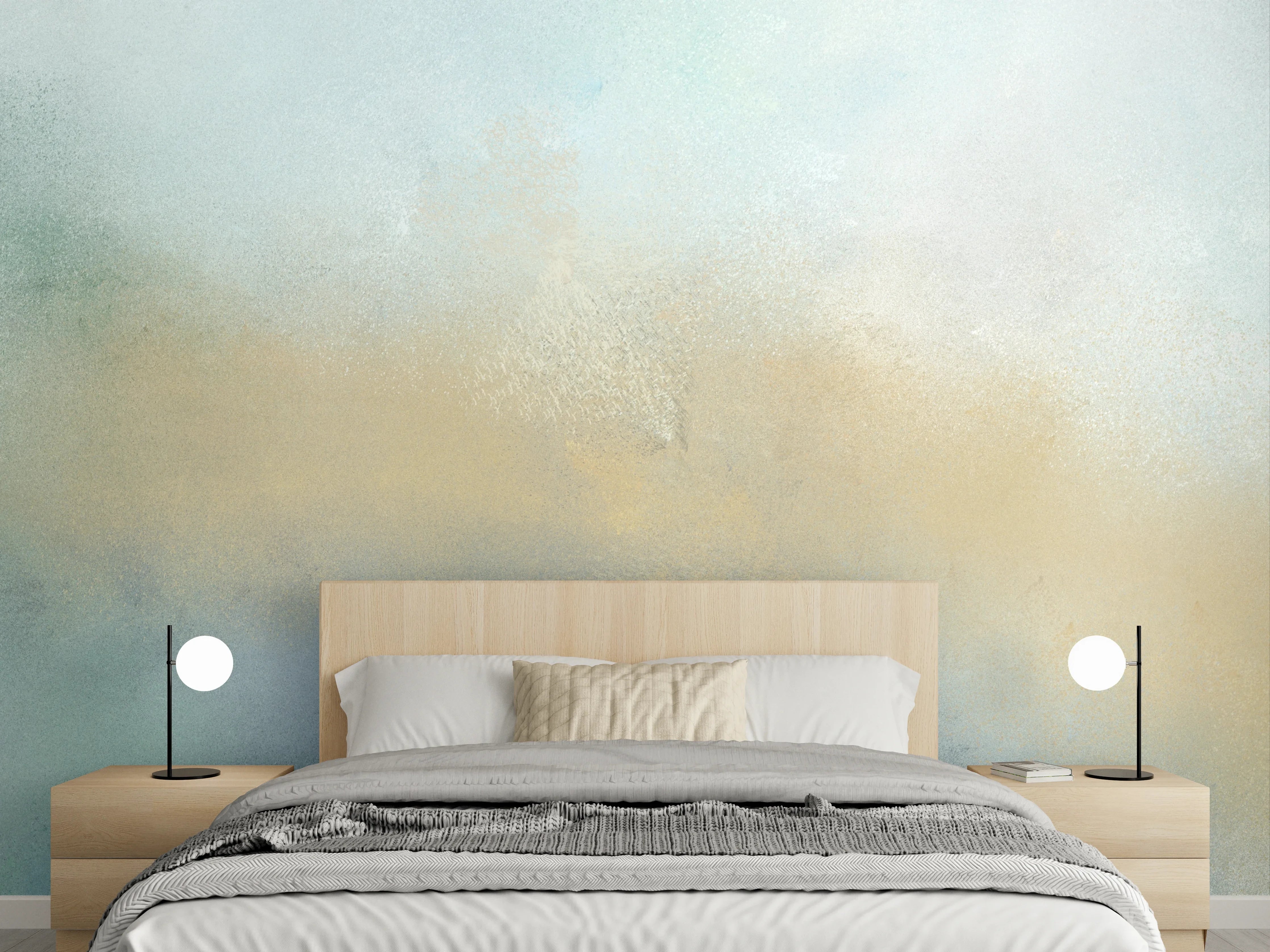 Wandverkleidung Schlafzimmer - Abstraktes Aquarell in zarten Farben