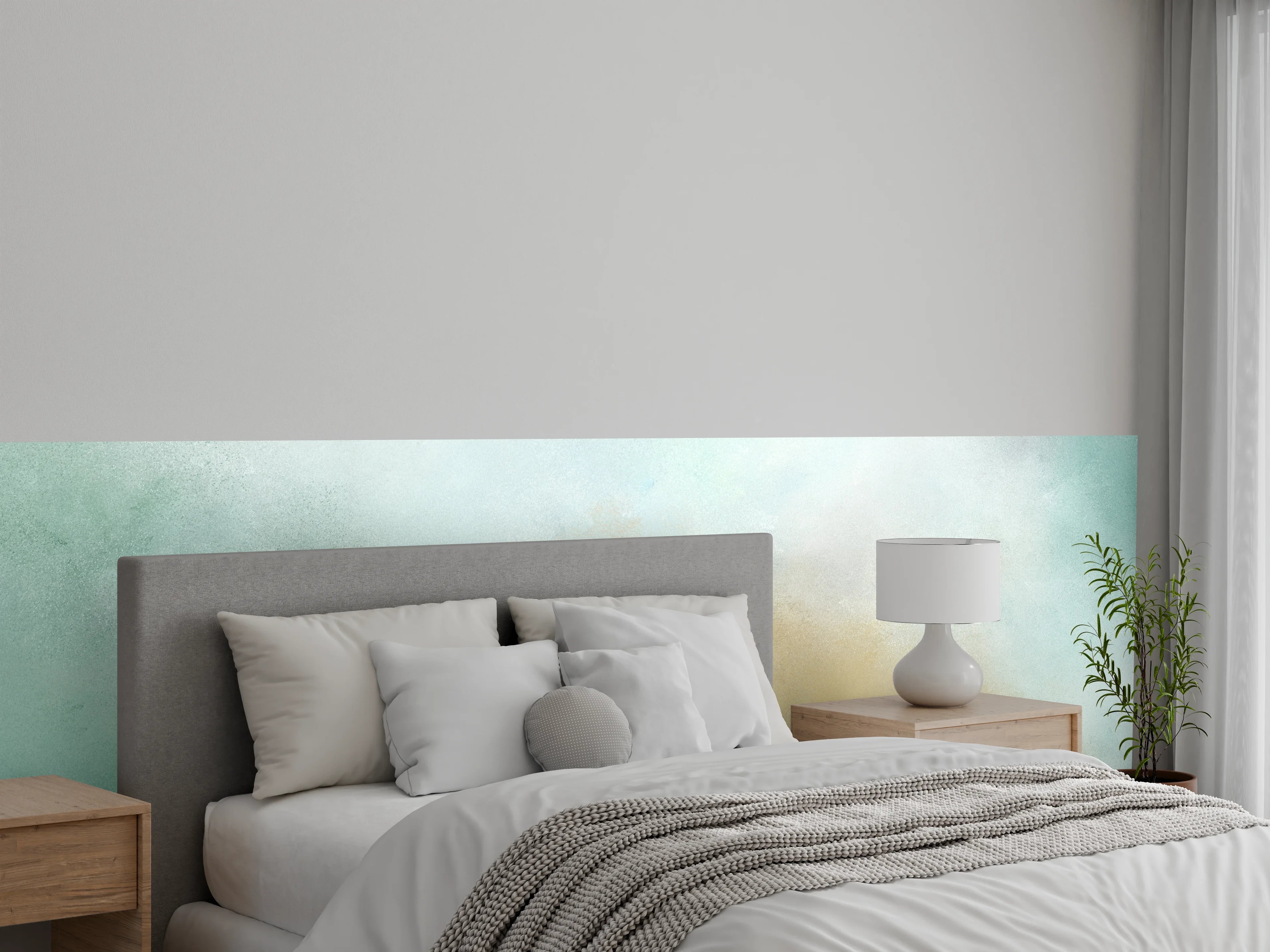 Wandverkleidung Schlafzimmer - Abstraktes Aquarell in zarten Farben