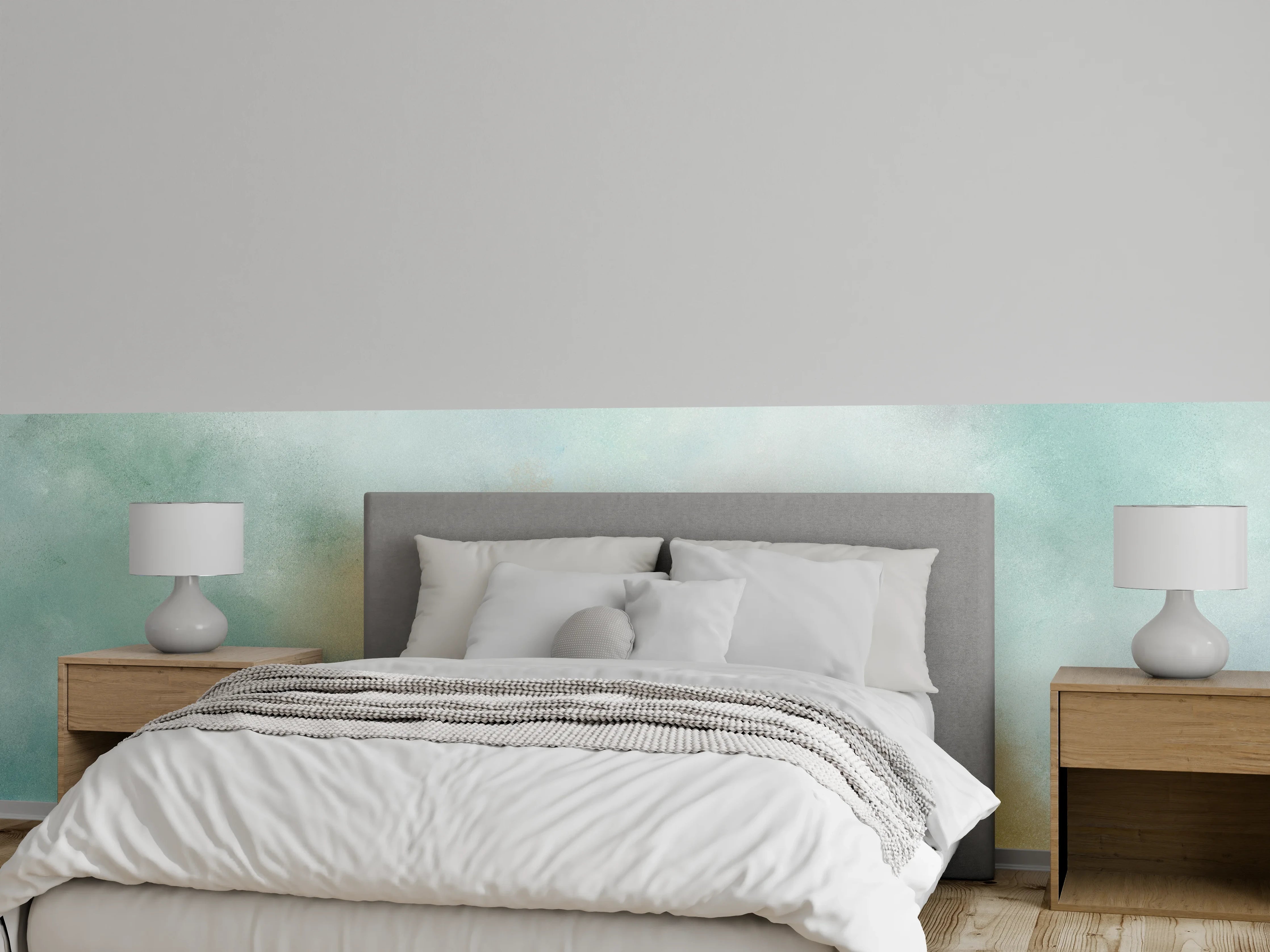 Wandverkleidung Schlafzimmer - Abstraktes Aquarell in zarten Farben