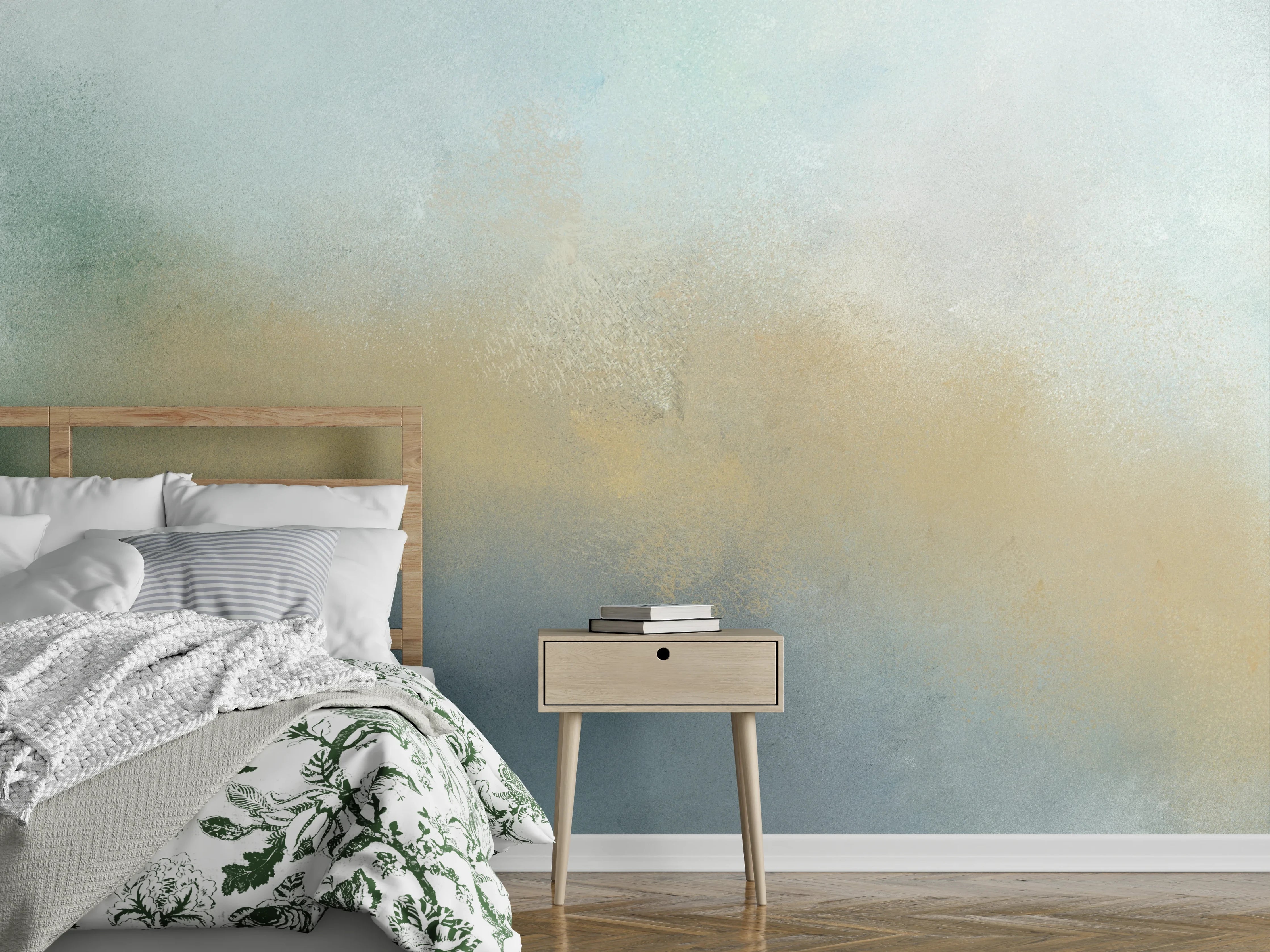 Wandverkleidung Schlafzimmer - Abstraktes Aquarell in zarten Farben