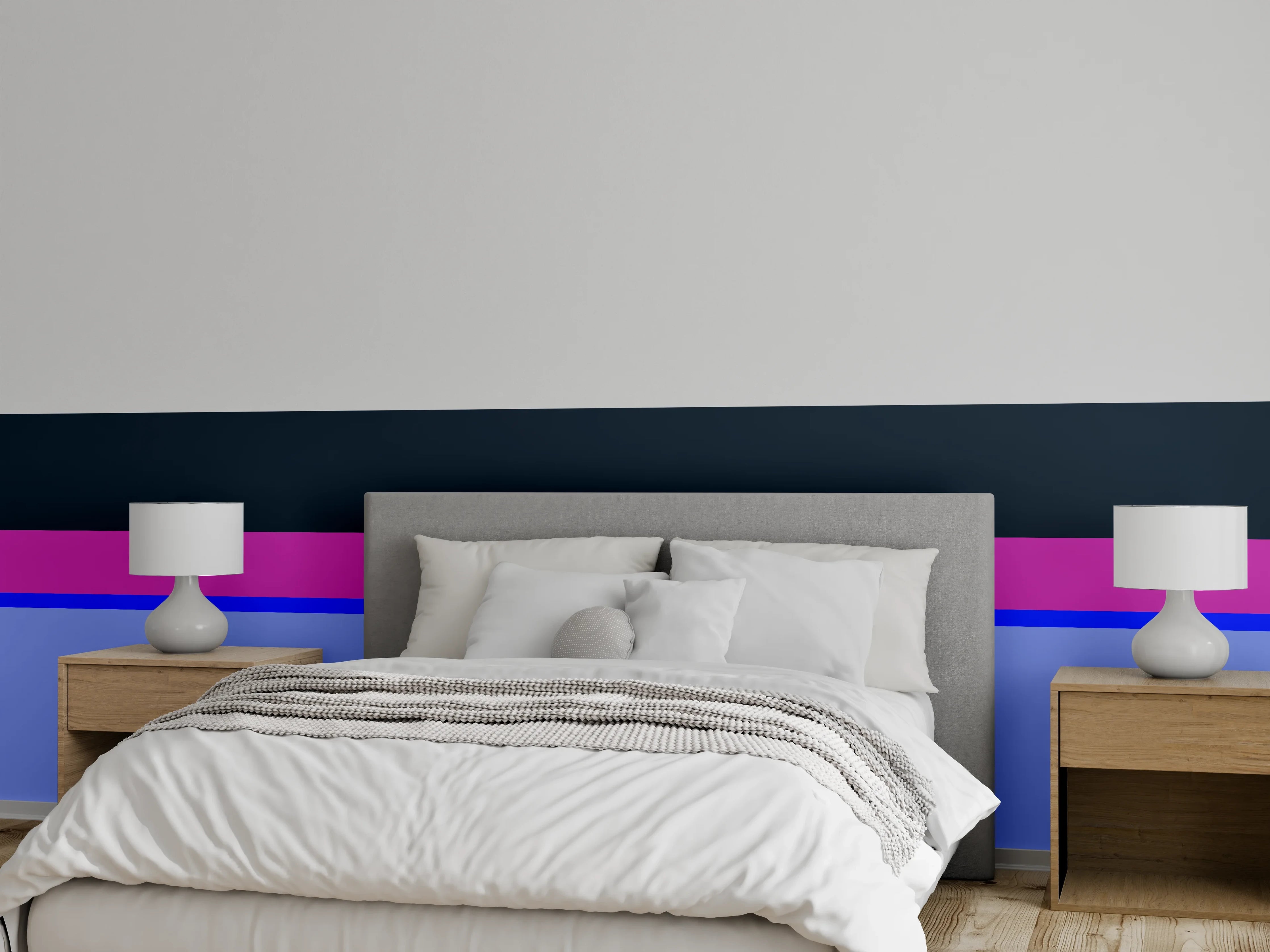 Wandverkleidung Schlafzimmer - Abstraktes Farbflächen-Motiv modern
