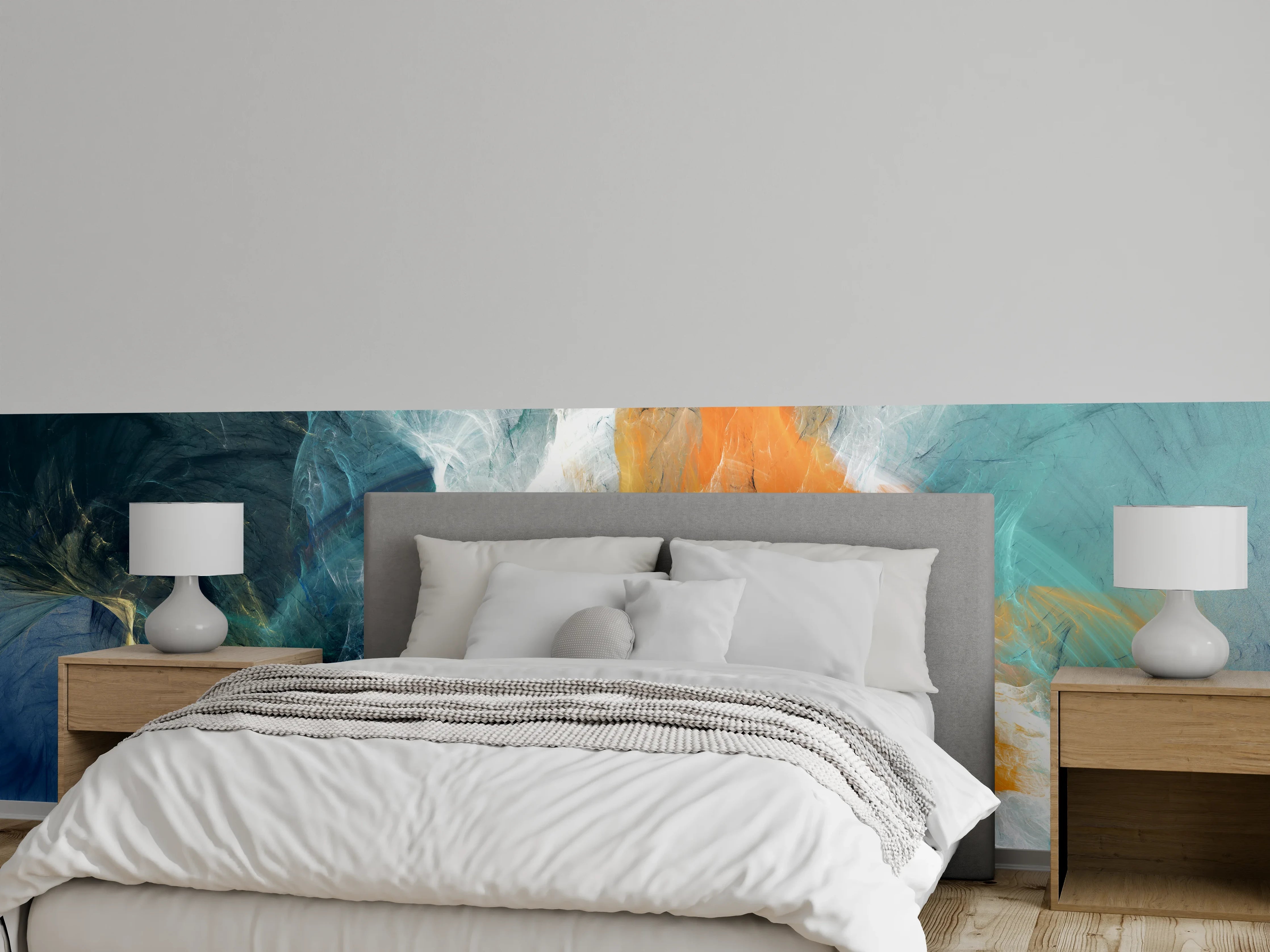 Wandverkleidung Schlafzimmer - Abstraktes Farbspiel Wandbild