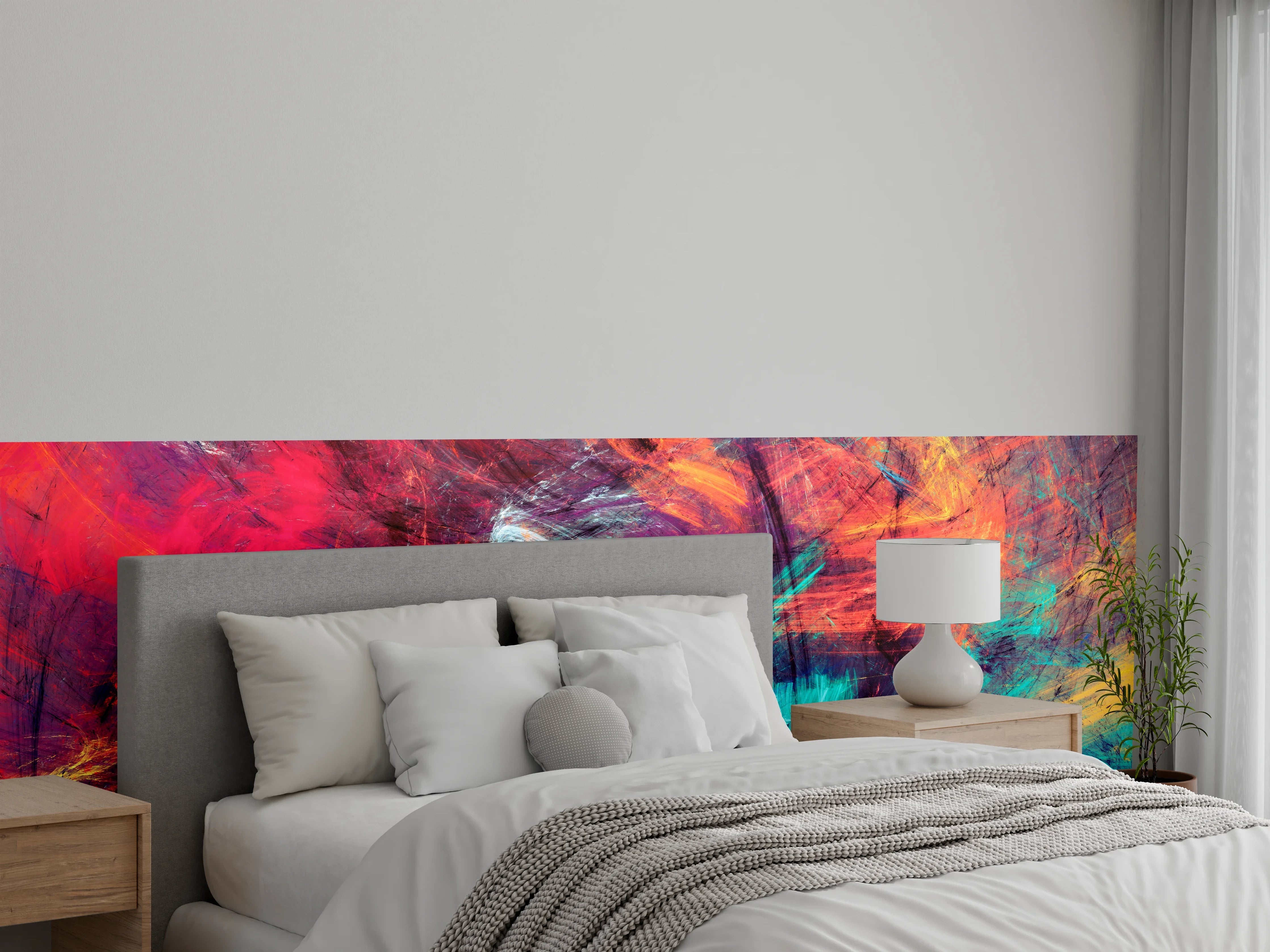 Wandverkleidung Schlafzimmer - Abstraktes Farbspiel – Moderne Wandkunst