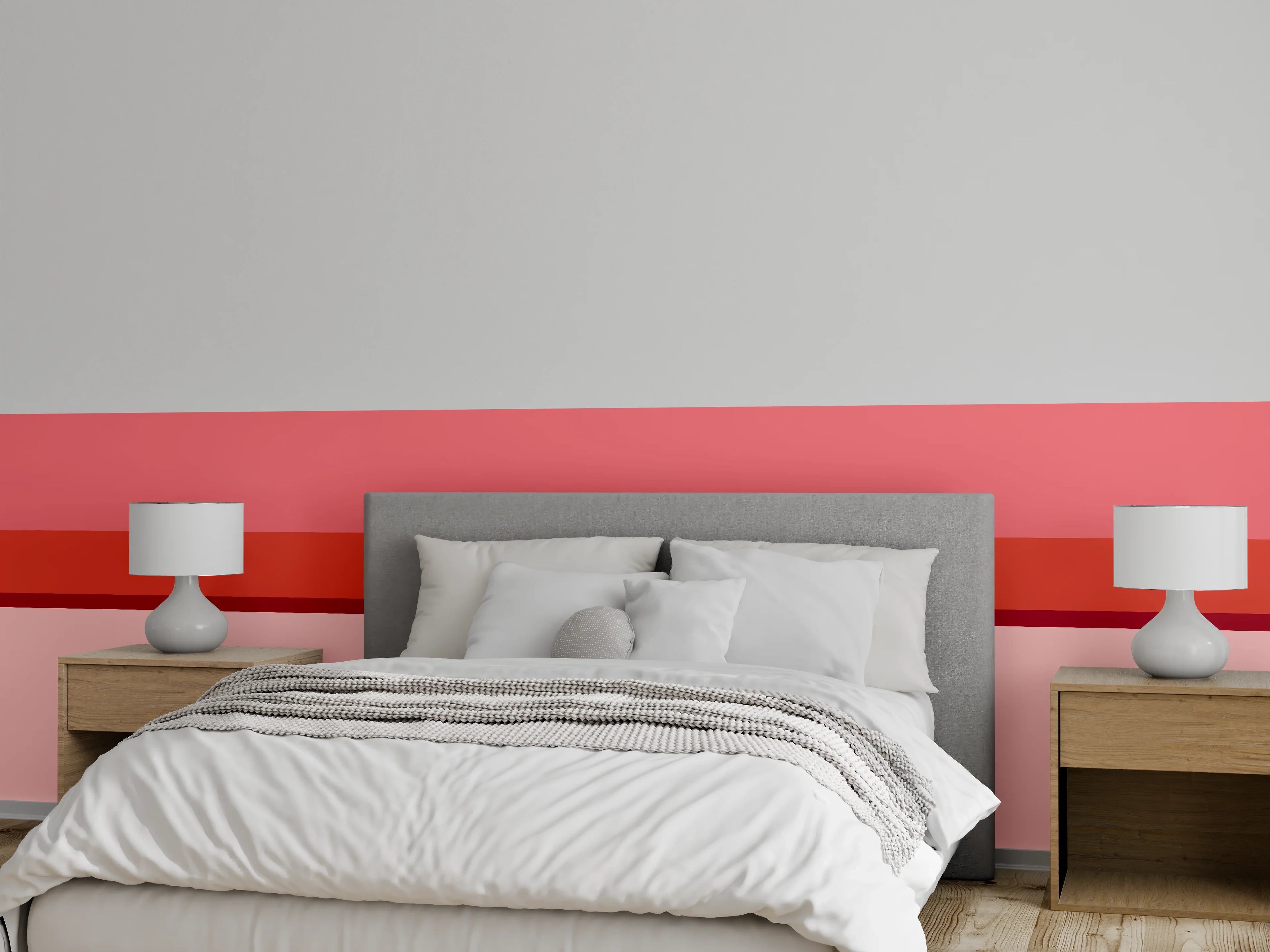 Wandverkleidung Schlafzimmer - Abstraktes Farbspiel in Rosa und Rot