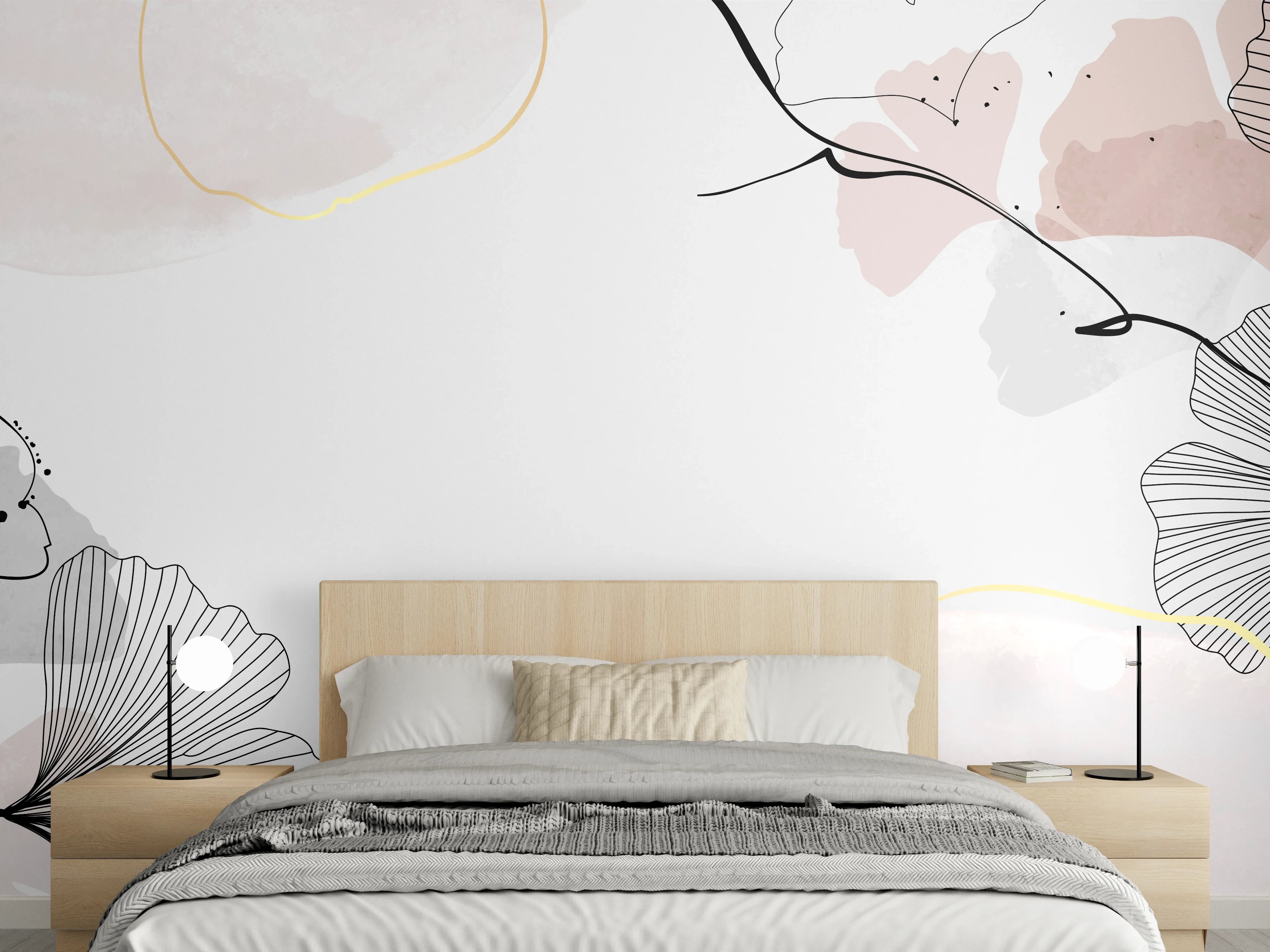 Wandverkleidung Schlafzimmer - Abstraktes Ginkgo-Blatt Design