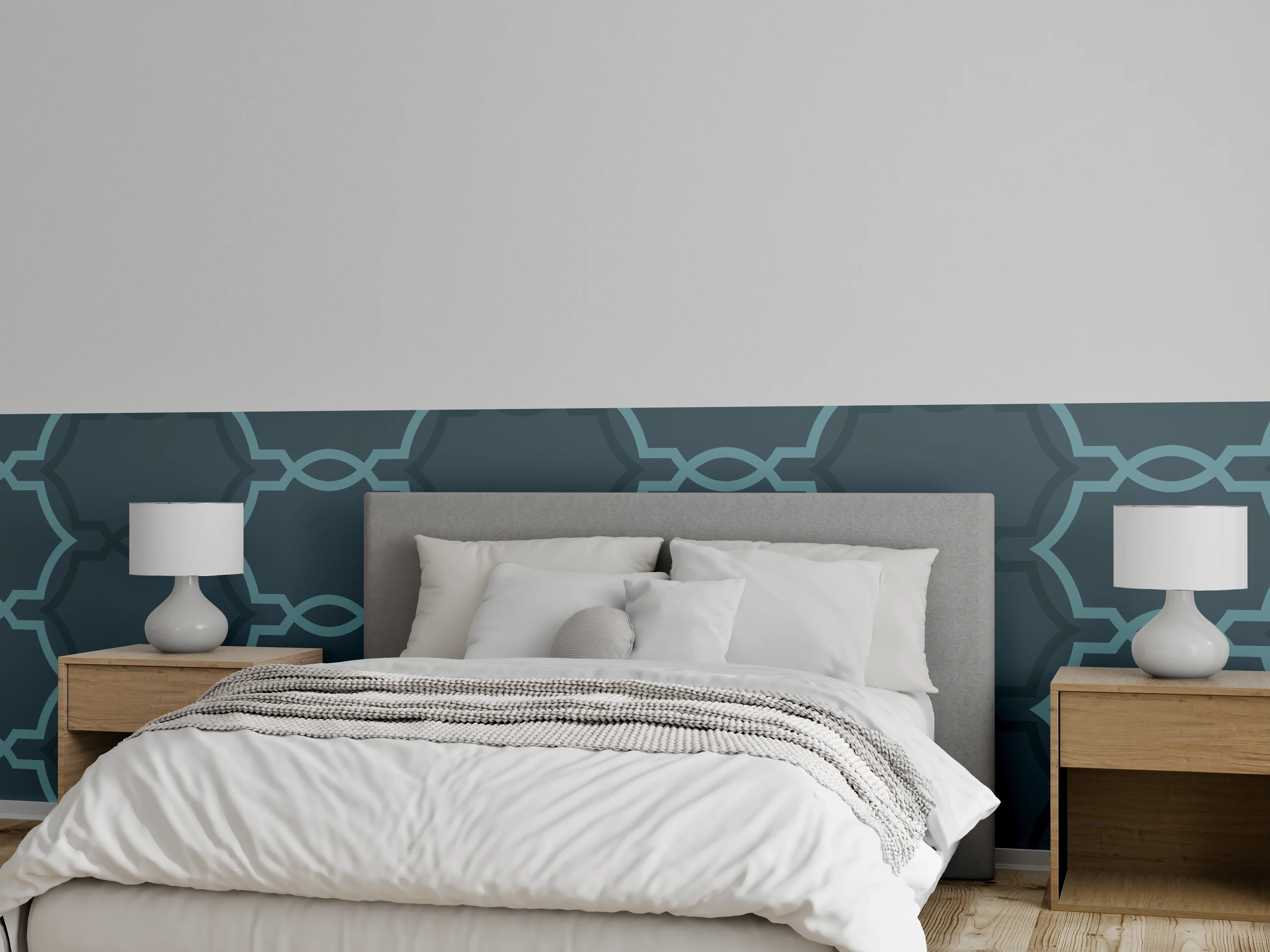 Wandverkleidung Schlafzimmer - Abstraktes Muster Dunkelblau