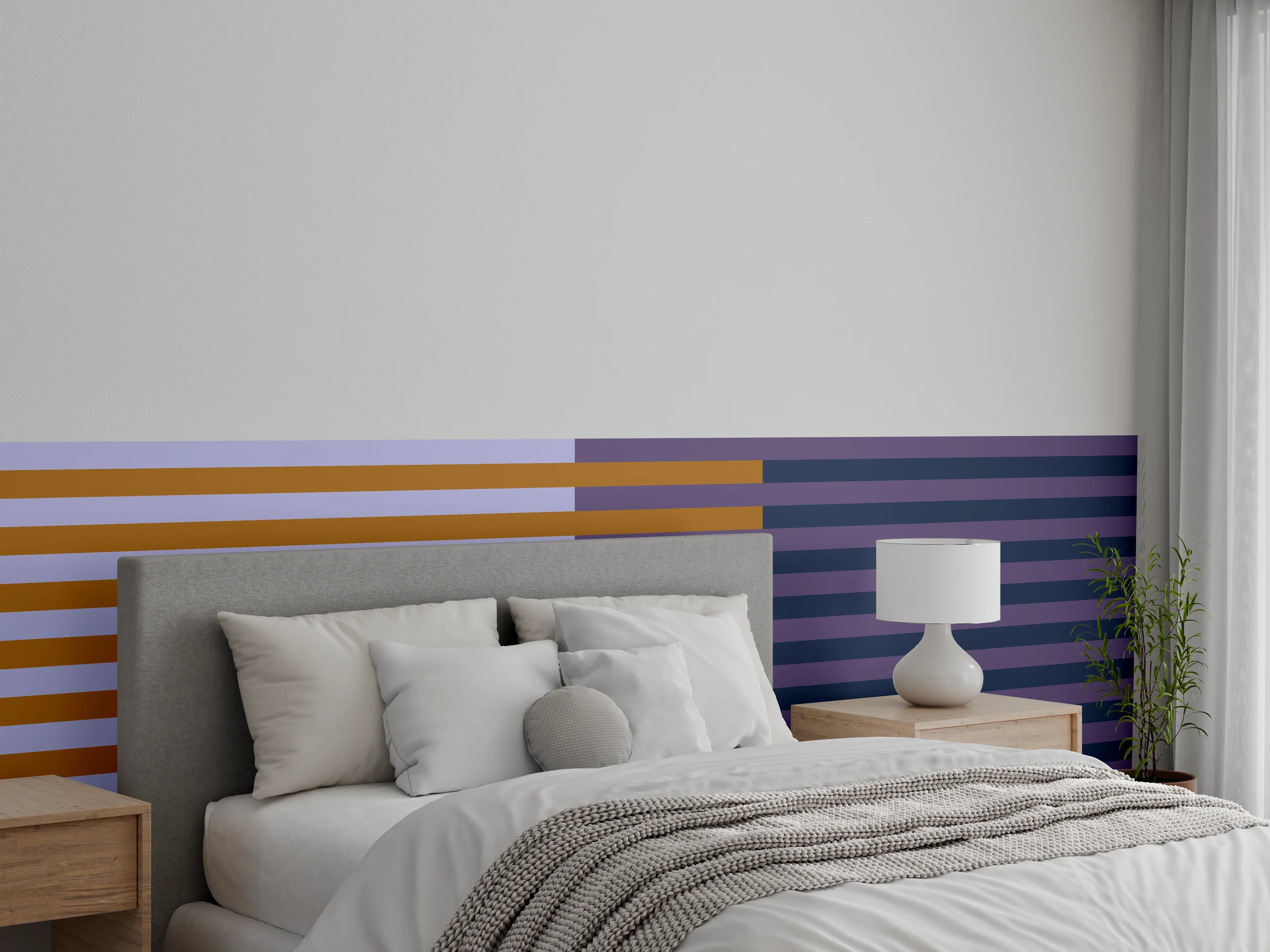 Wandverkleidung Schlafzimmer - Abstraktes Streifenmuster Wanddekor