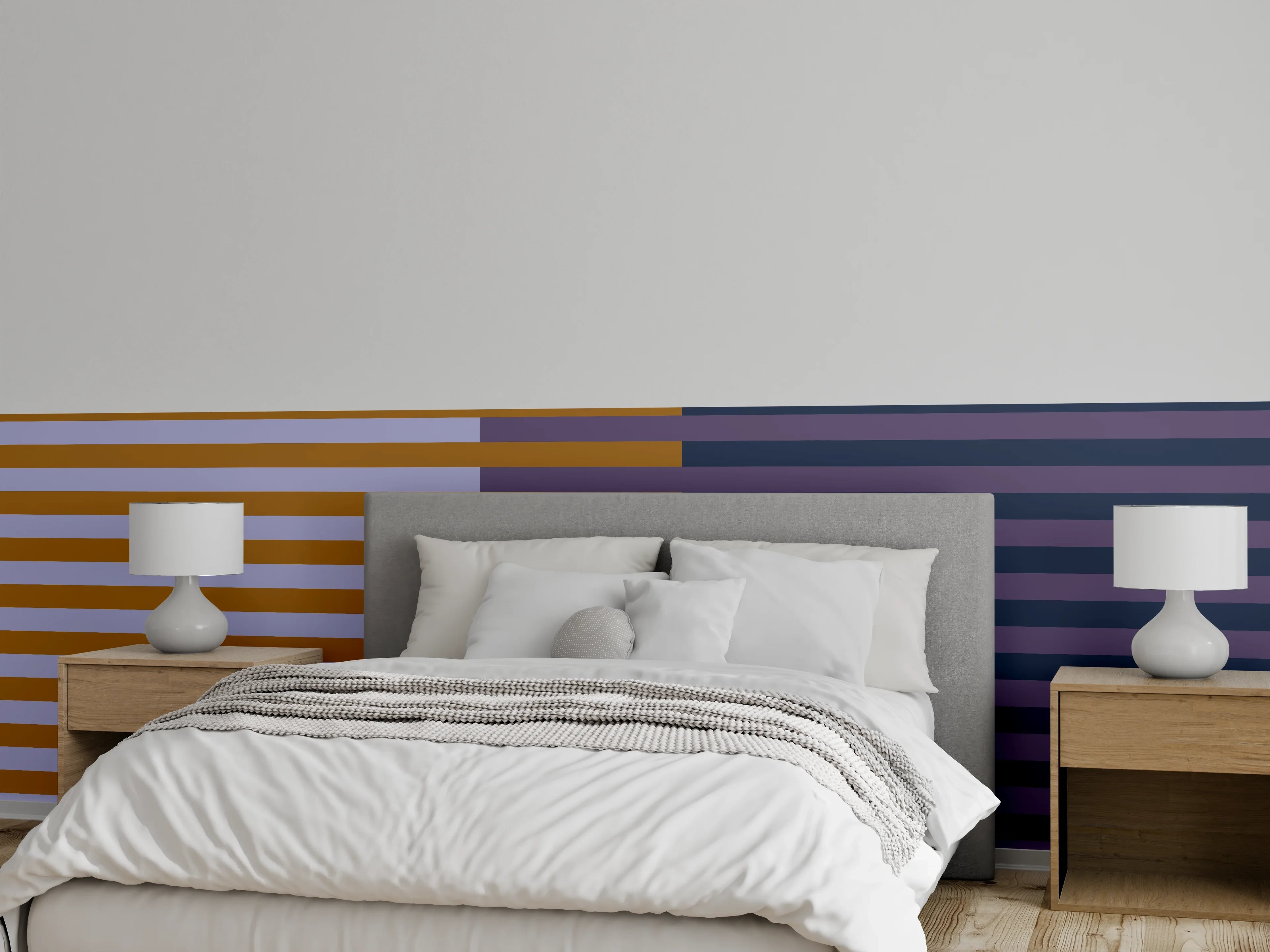 Wandverkleidung Schlafzimmer - Abstraktes Streifenmuster Wanddekor