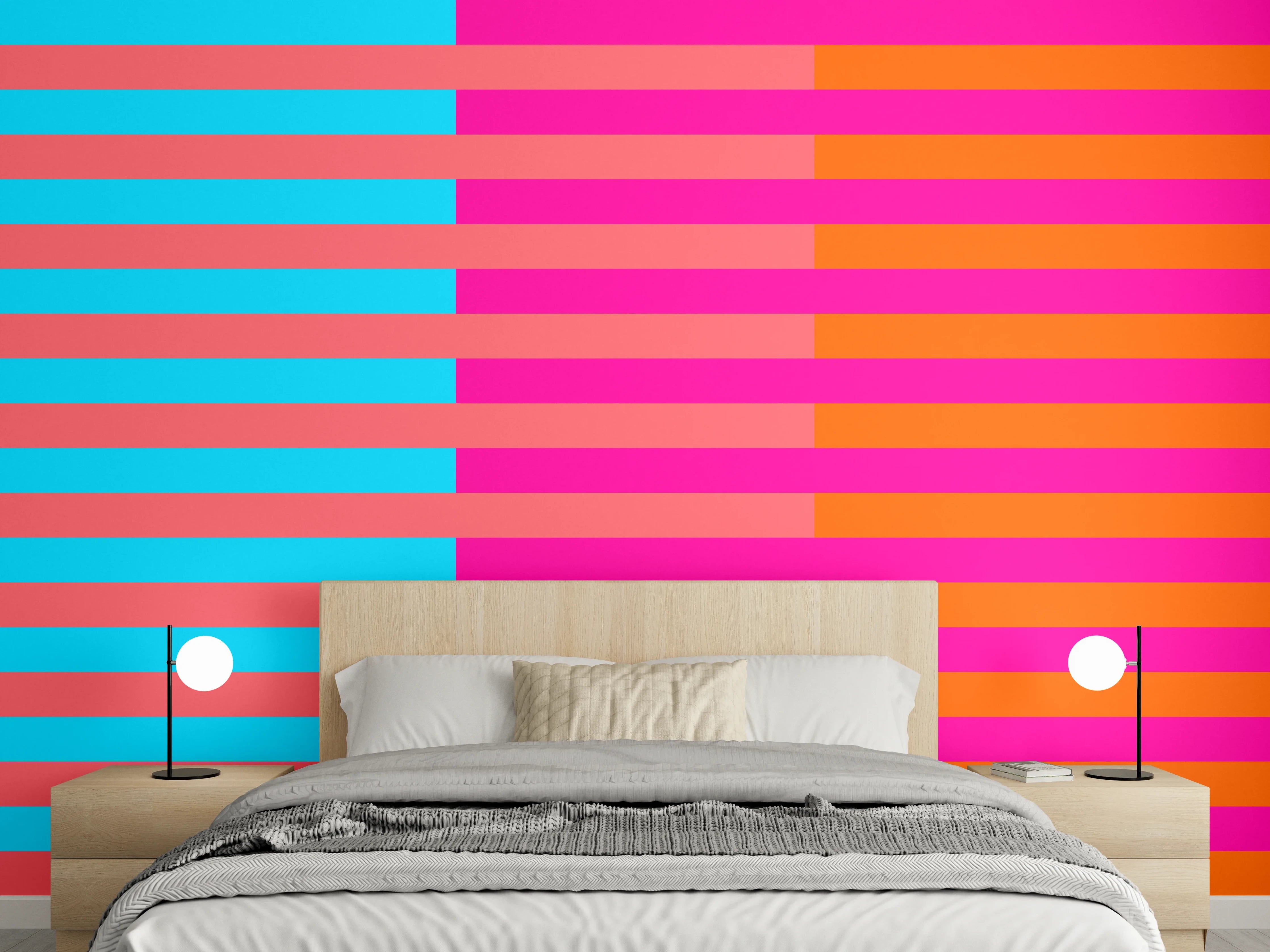 Wandverkleidung Schlafzimmer - Abstraktes Streifenmuster in Trendfarben