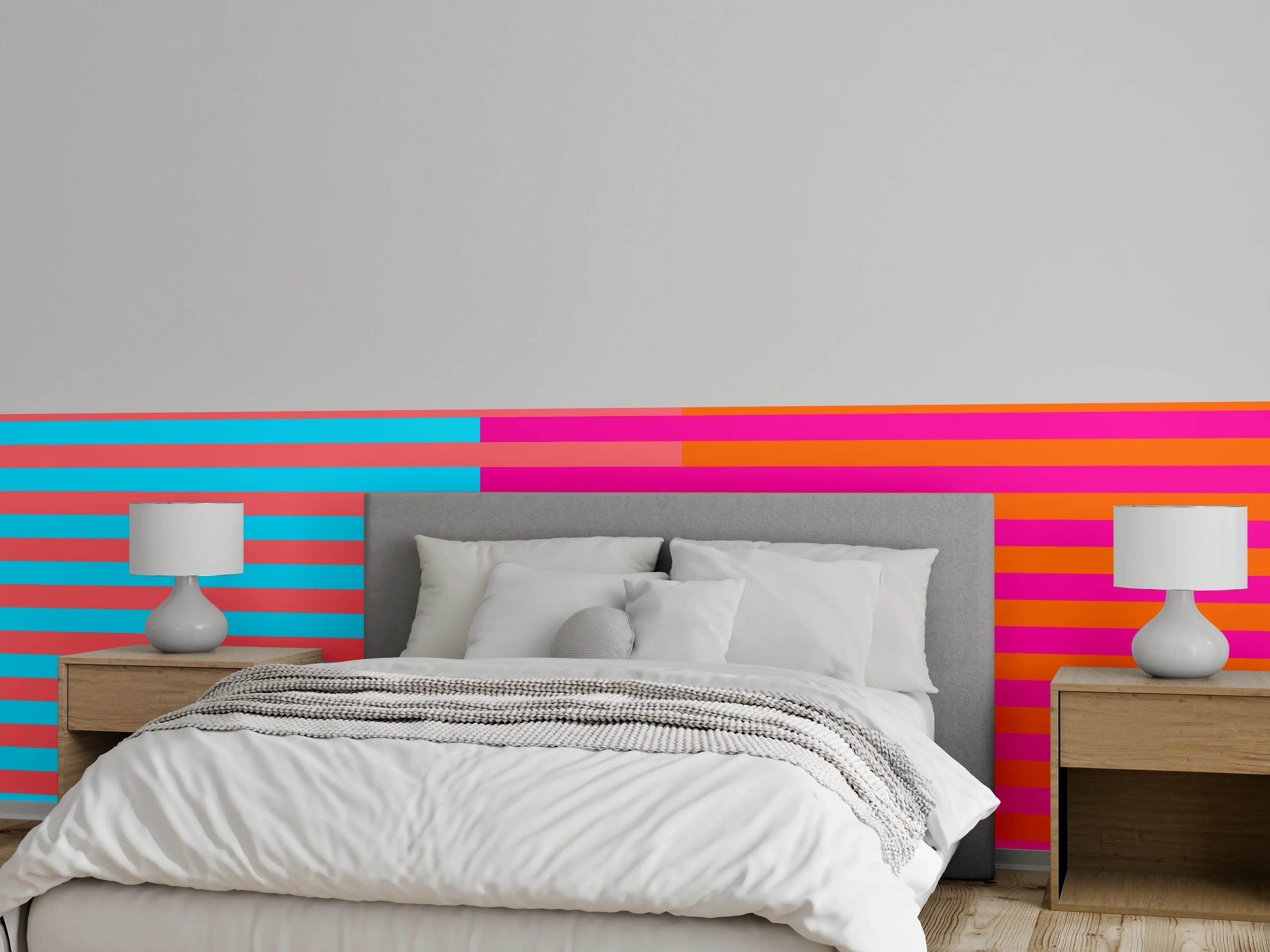 Wandverkleidung Schlafzimmer - Abstraktes Streifenmuster in Trendfarben