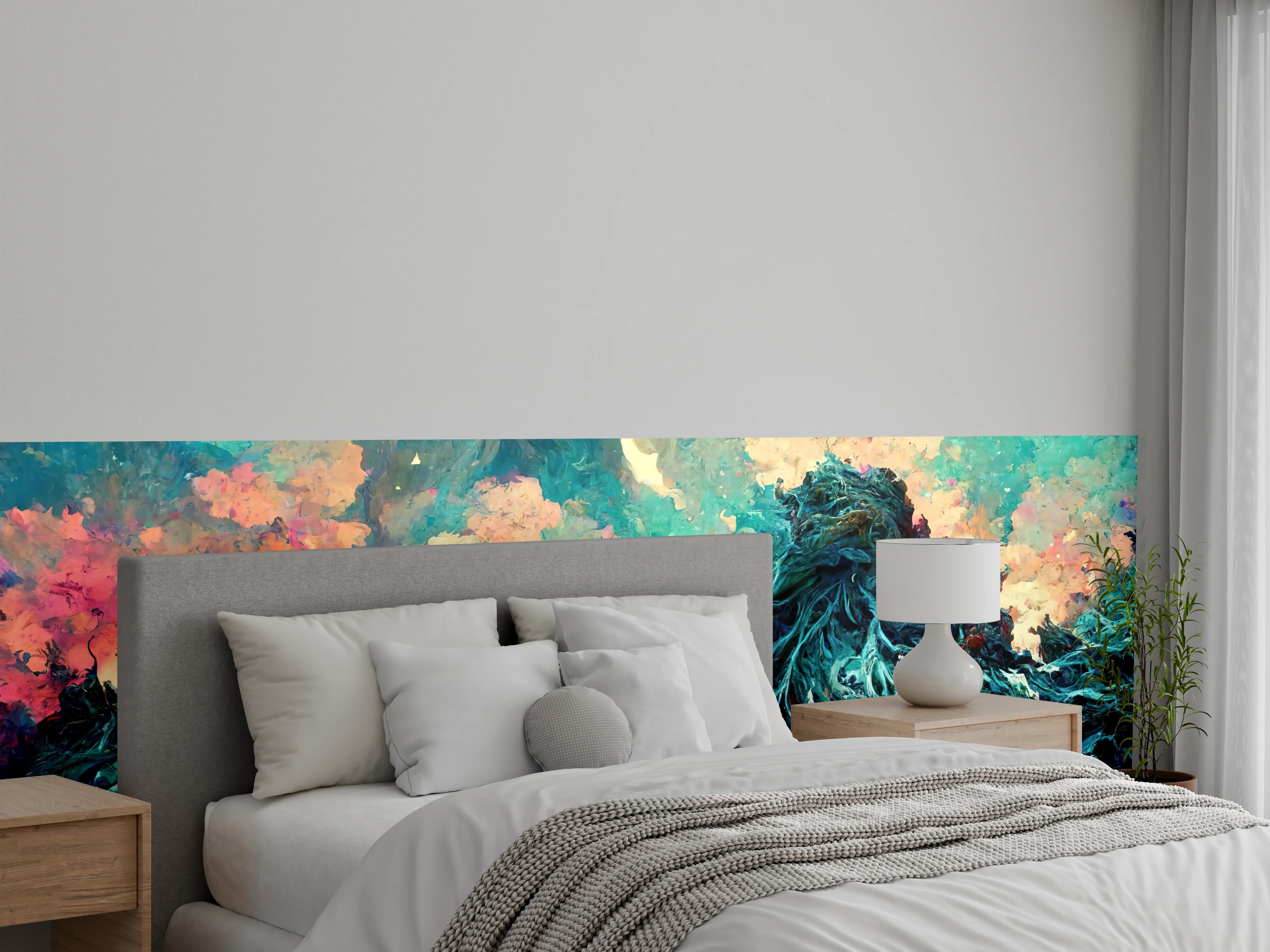 Wandverkleidung Schlafzimmer - Abstraktes Wellen Gemälde