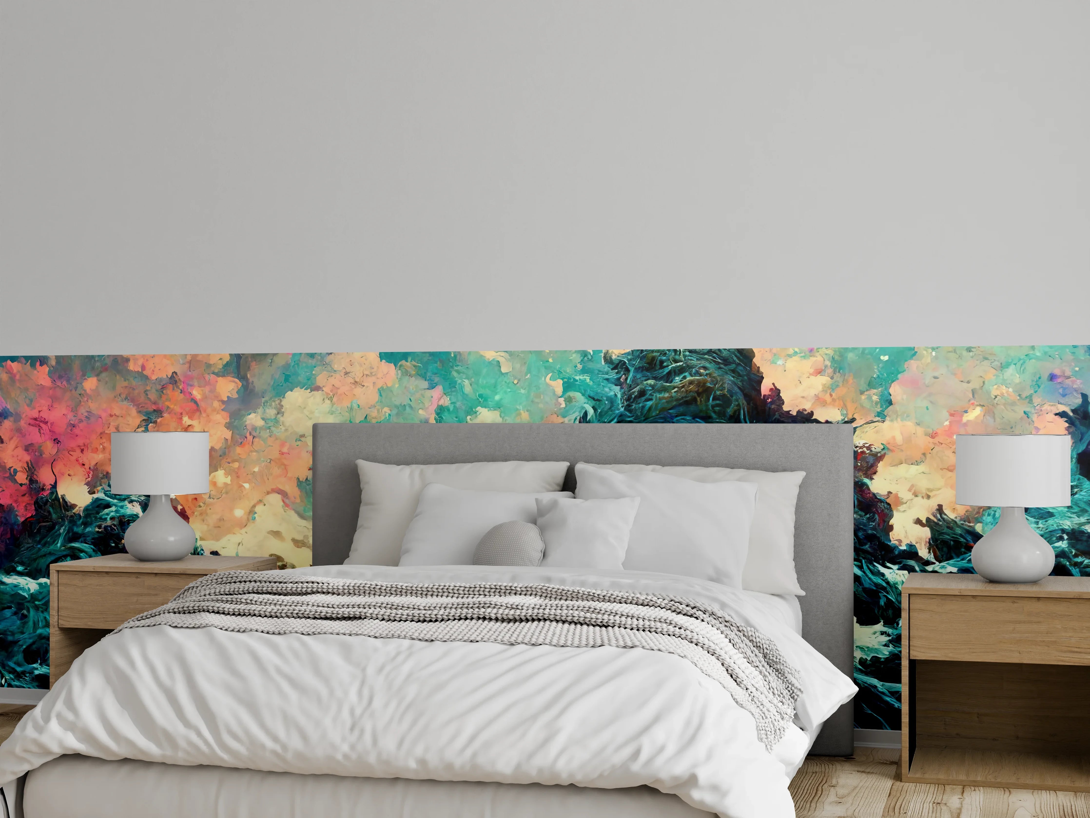 Wandverkleidung Schlafzimmer - Abstraktes Wellen Gemälde