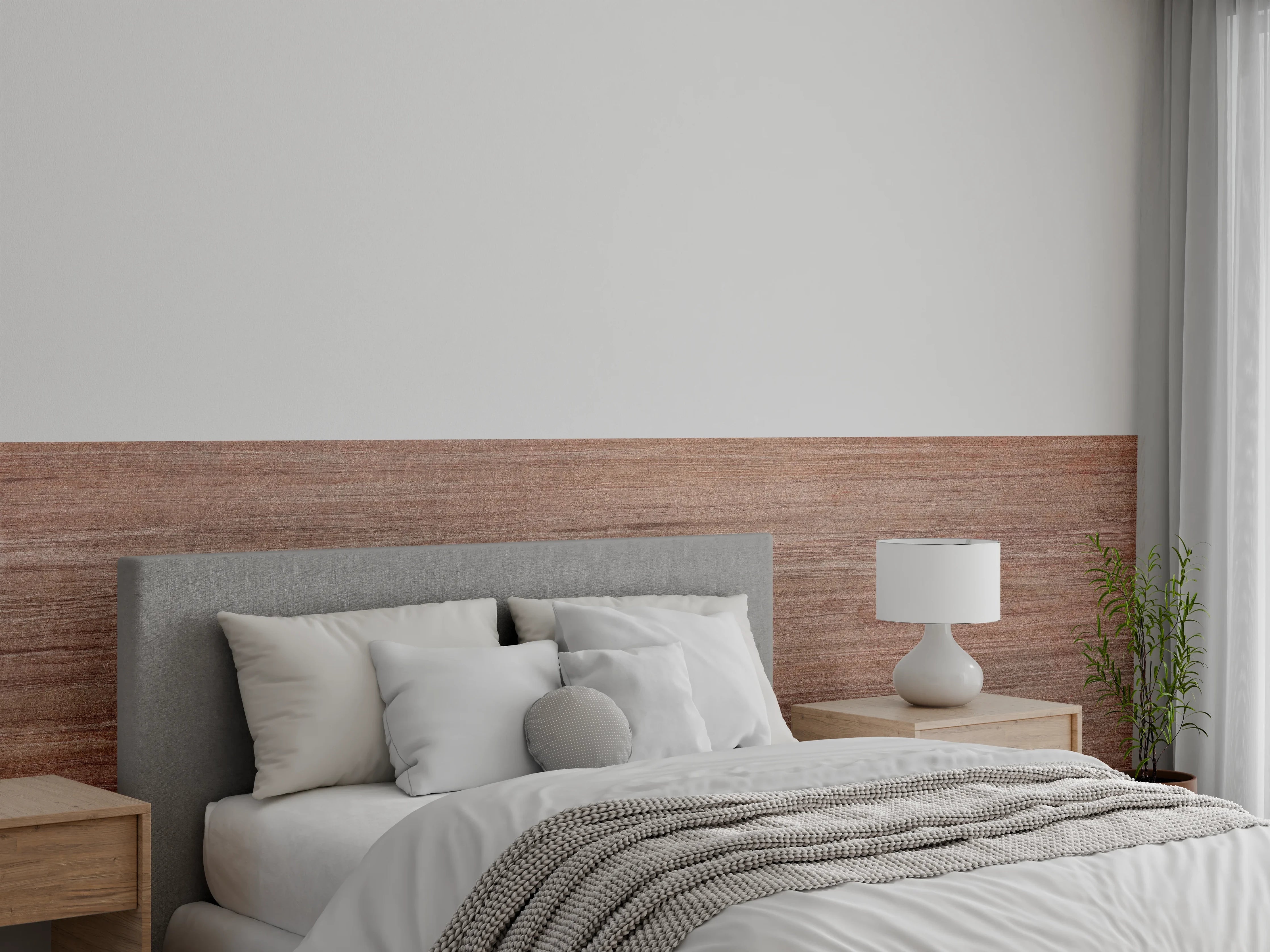 Wandverkleidung Schlafzimmer - Abstraktes bräunlich dunkles Holz
