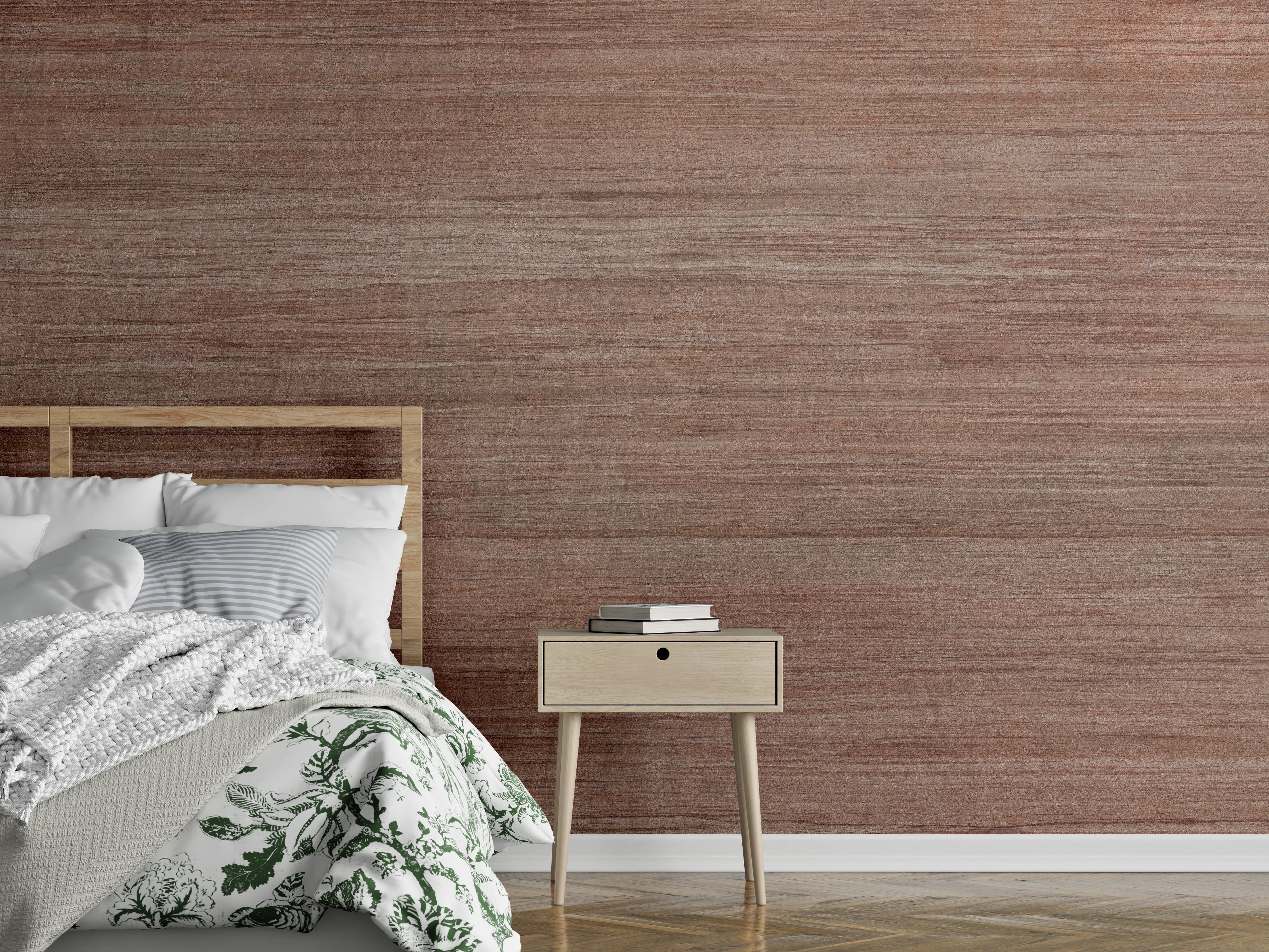 Wandverkleidung Schlafzimmer - Abstraktes bräunlich dunkles Holz