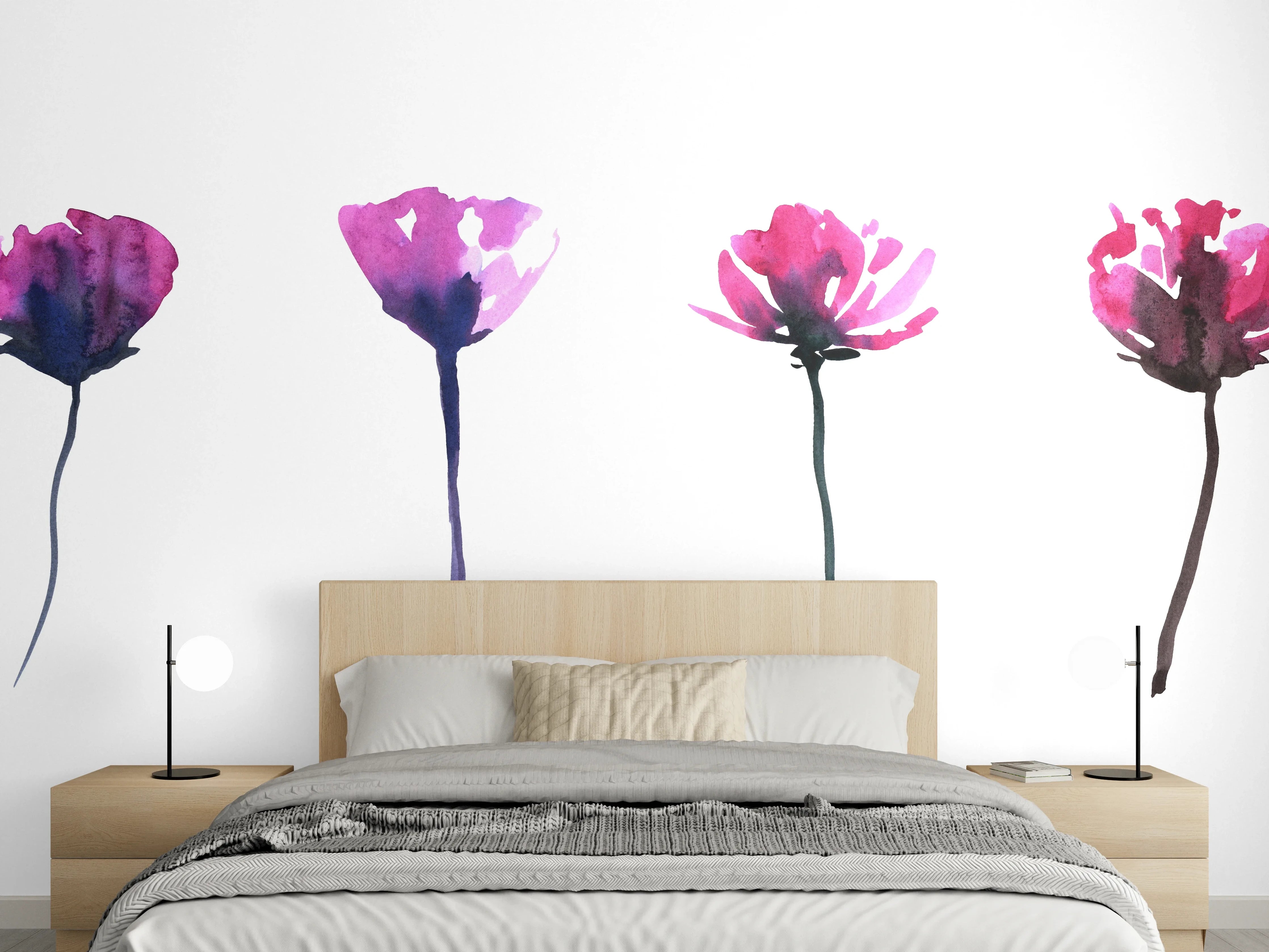 Wandverkleidung Schlafzimmer - Abstraktes modernes Blumenset
