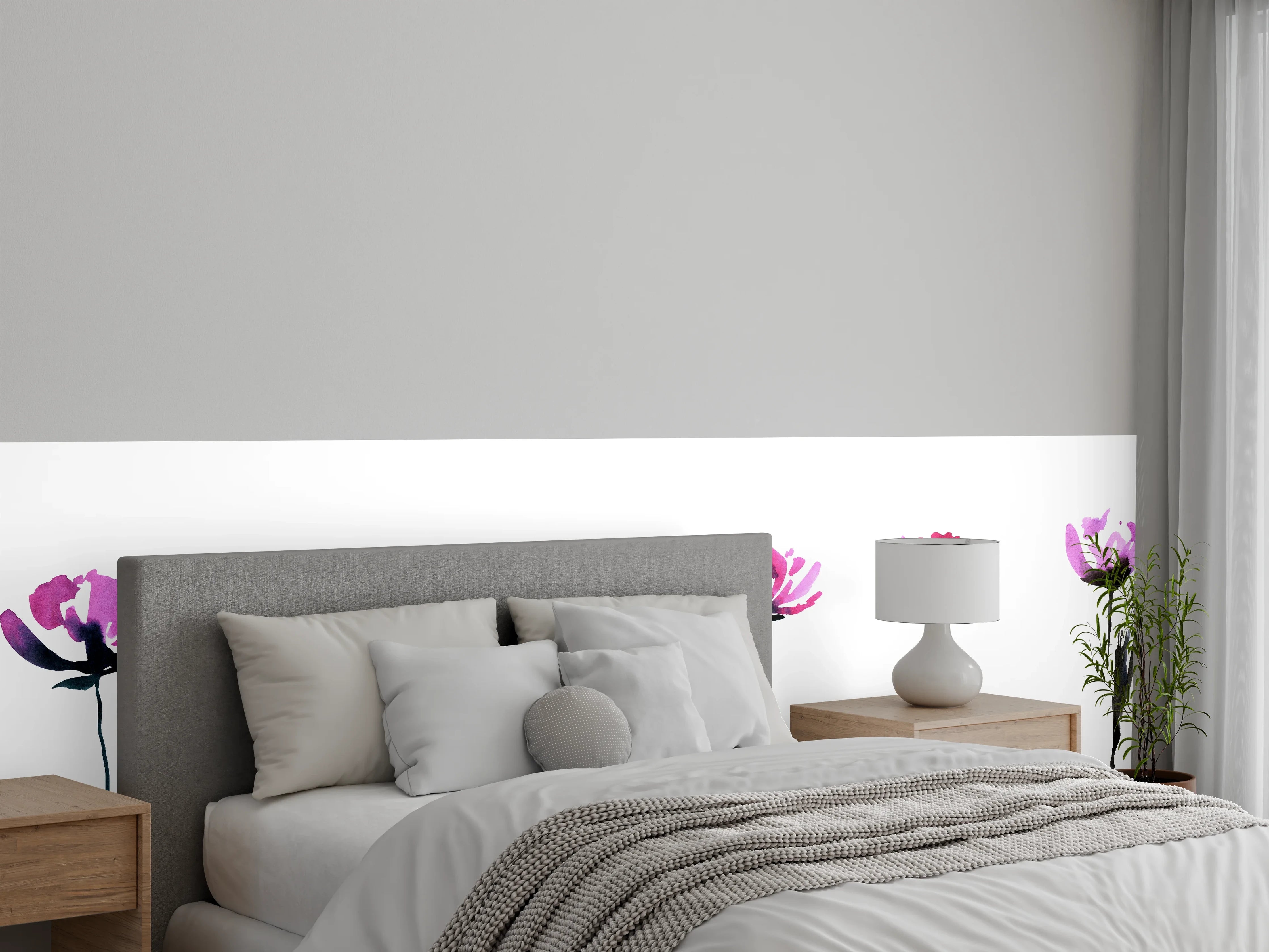 Wandverkleidung Schlafzimmer - Abstraktes modernes Blumenset