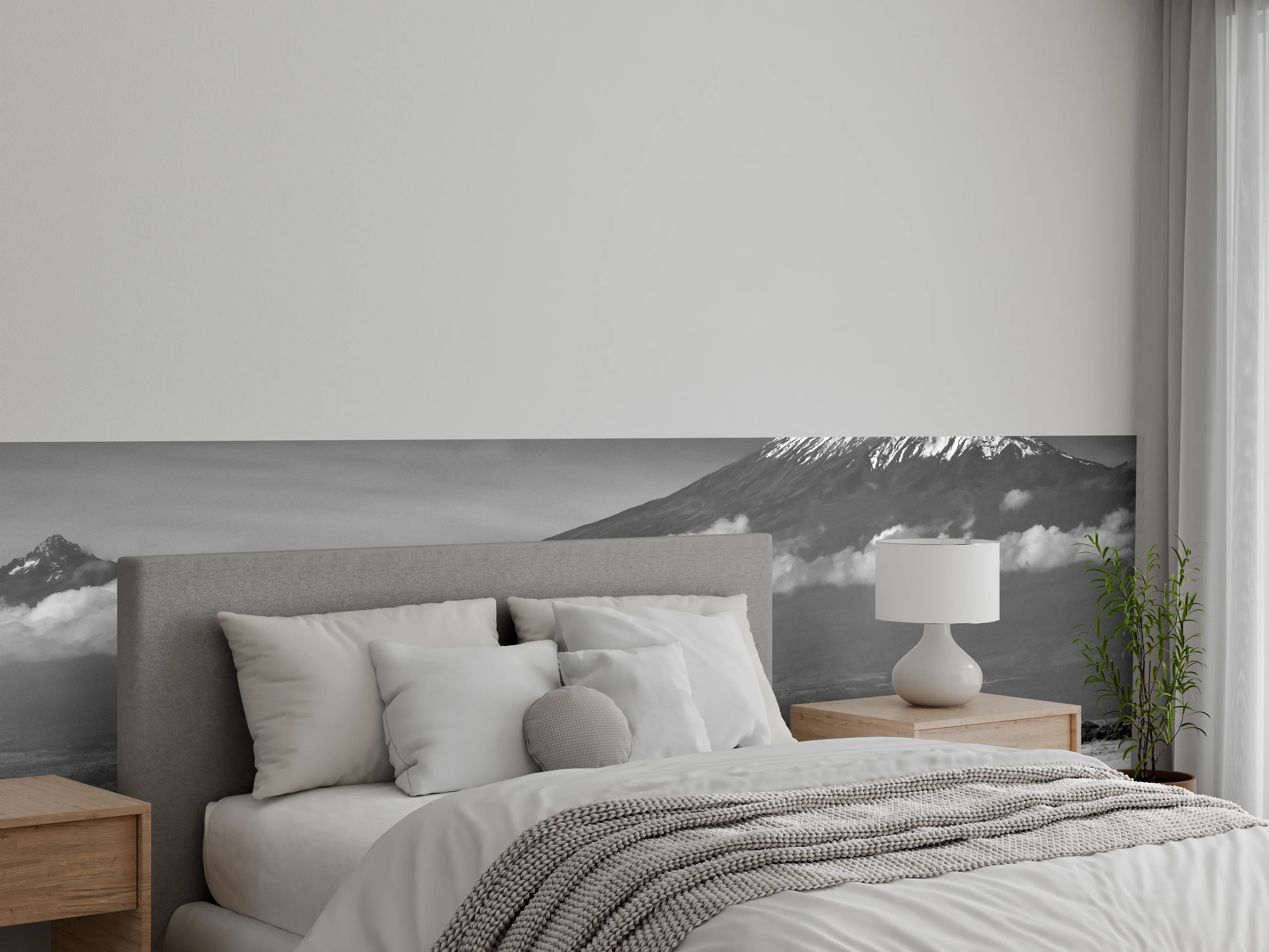 Wandverkleidung Schlafzimmer - Afrikanische Landschaft - Schwarz-weiß