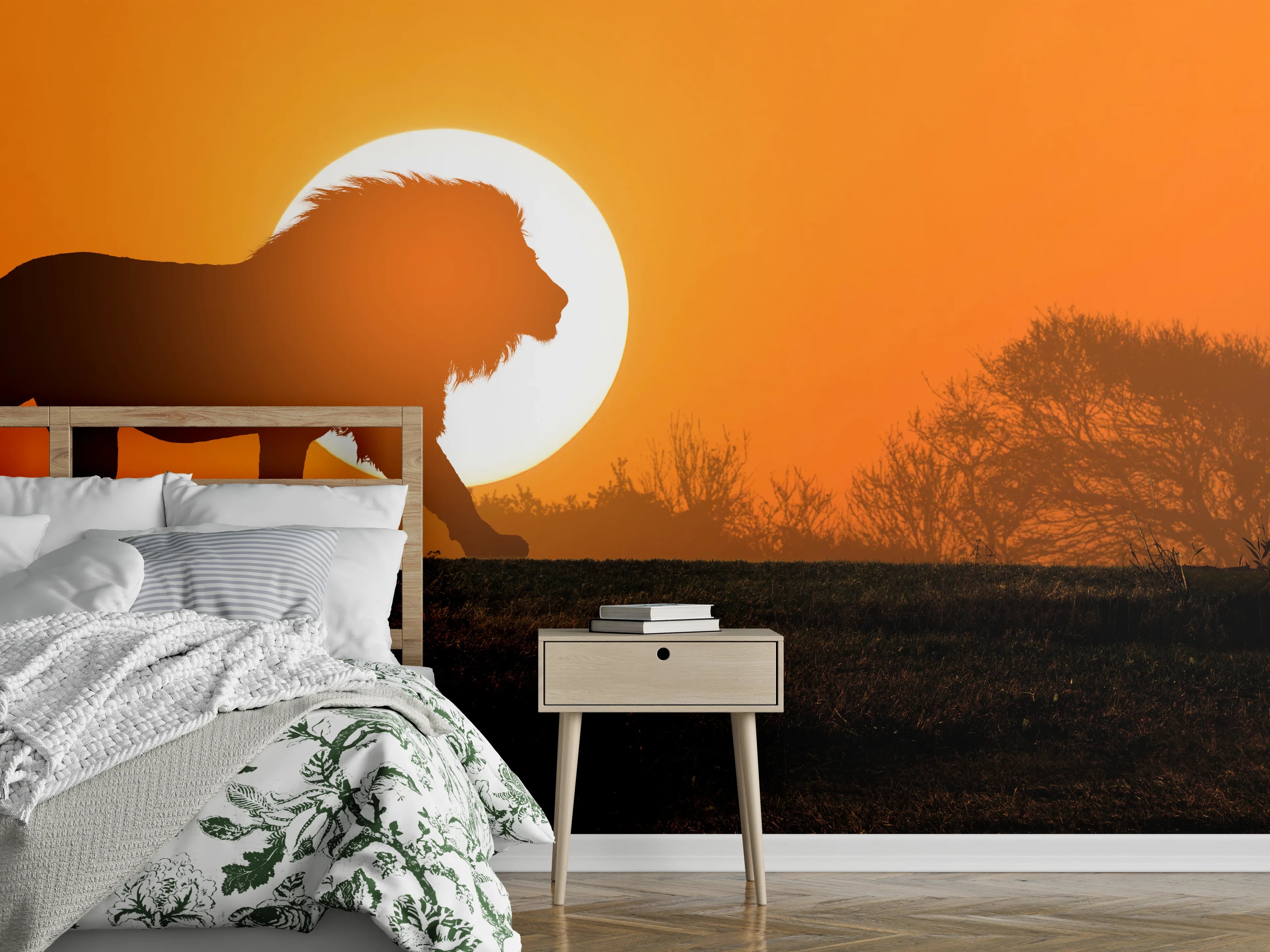 Wandverkleidung Schlafzimmer - Afrikanische Landschaft bei Sonnenuntergang