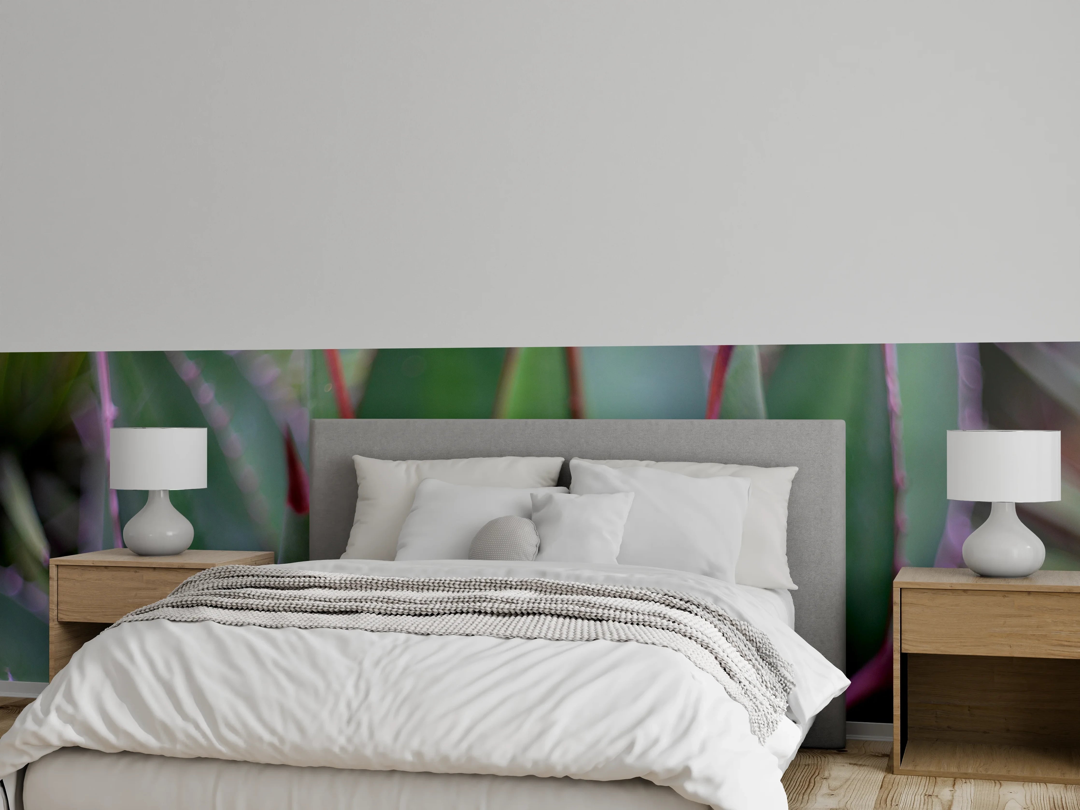 Wandverkleidung Schlafzimmer - Agave Nahaufnahme: Grüne Blätter mit Dornen