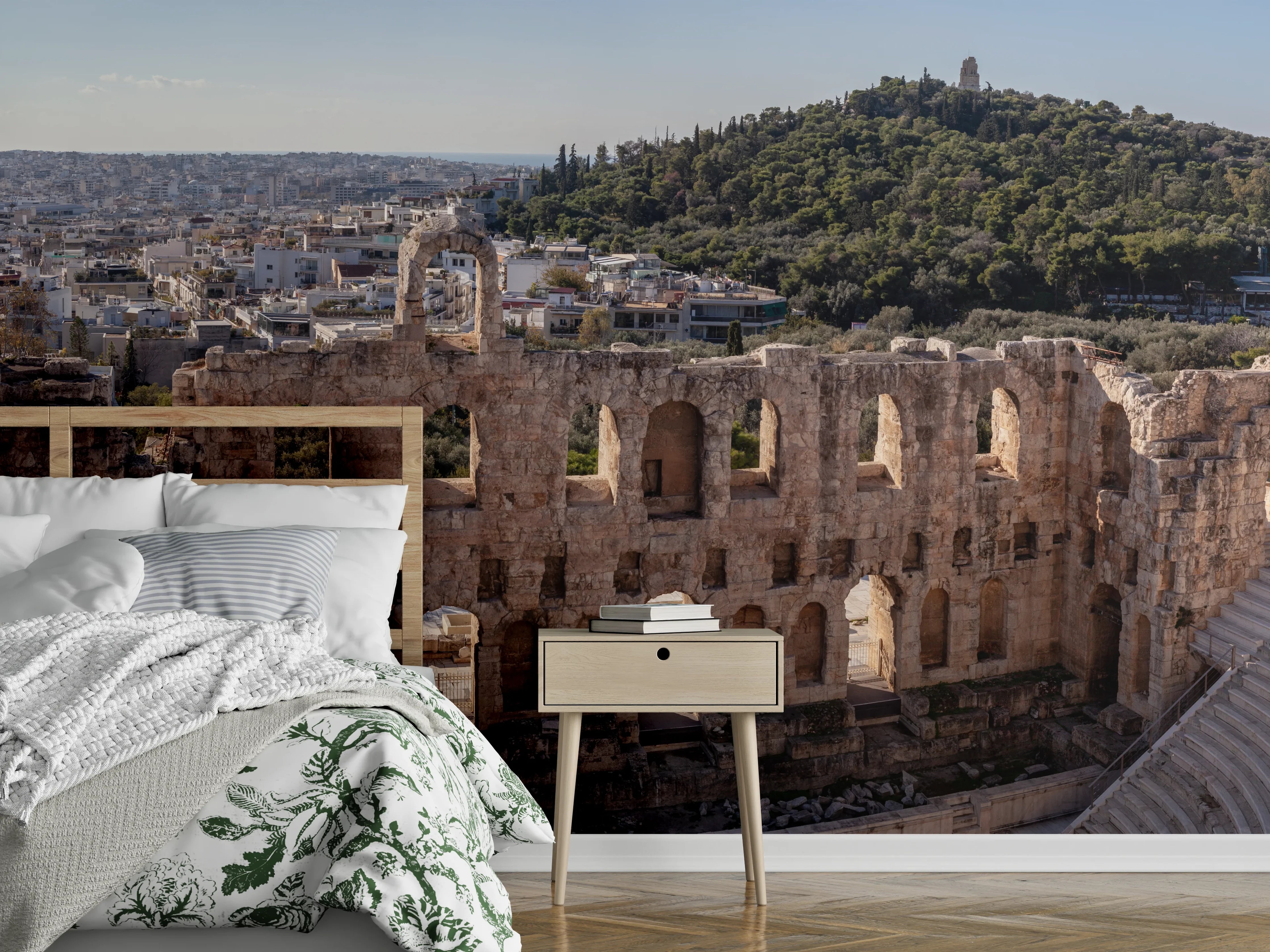 Wandverkleidung Schlafzimmer - Akropolis Amphitheater Athen Panorama