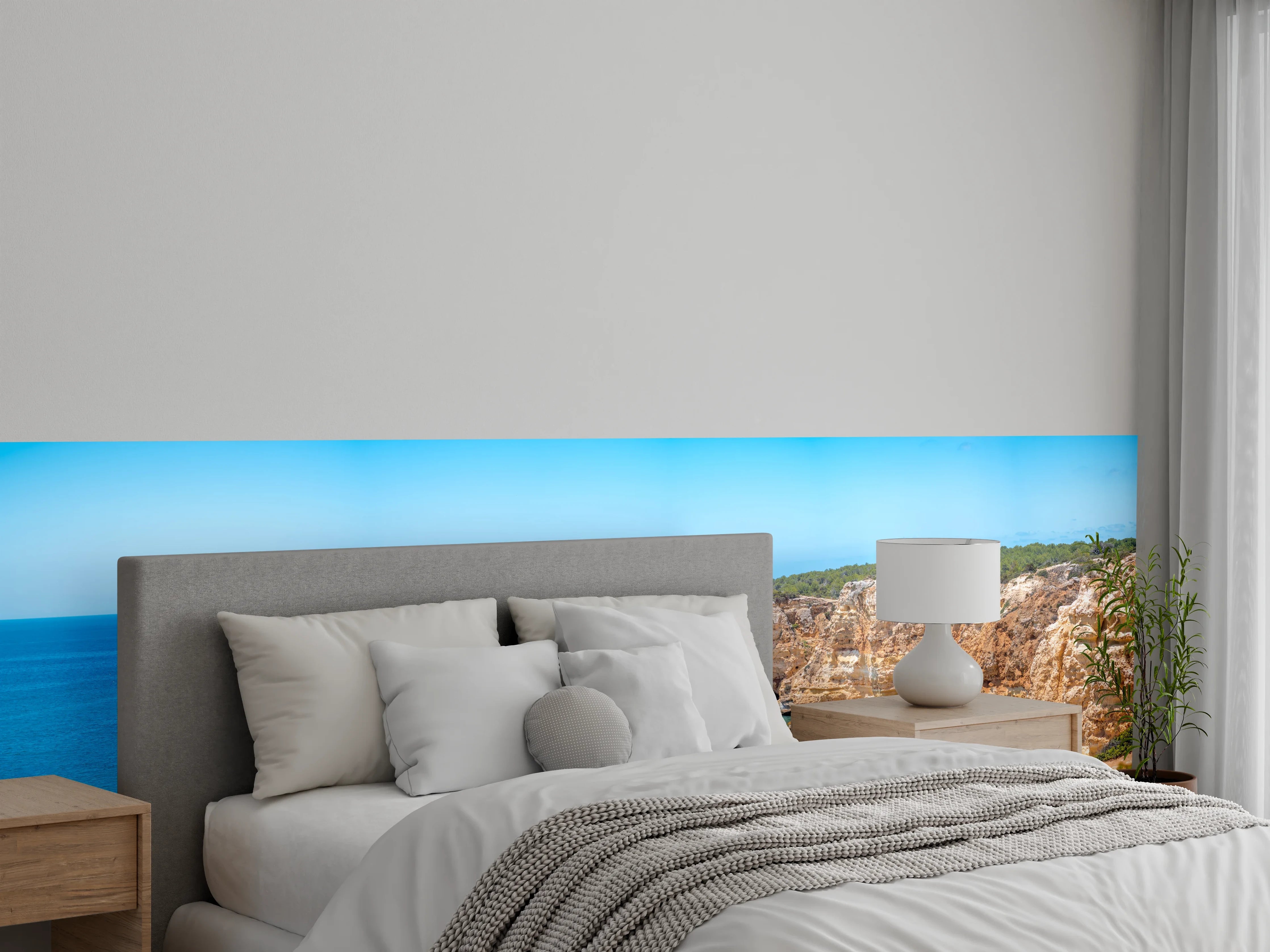Wandverkleidung Schlafzimmer - Algarve-Klippen am türkisblauen Meer