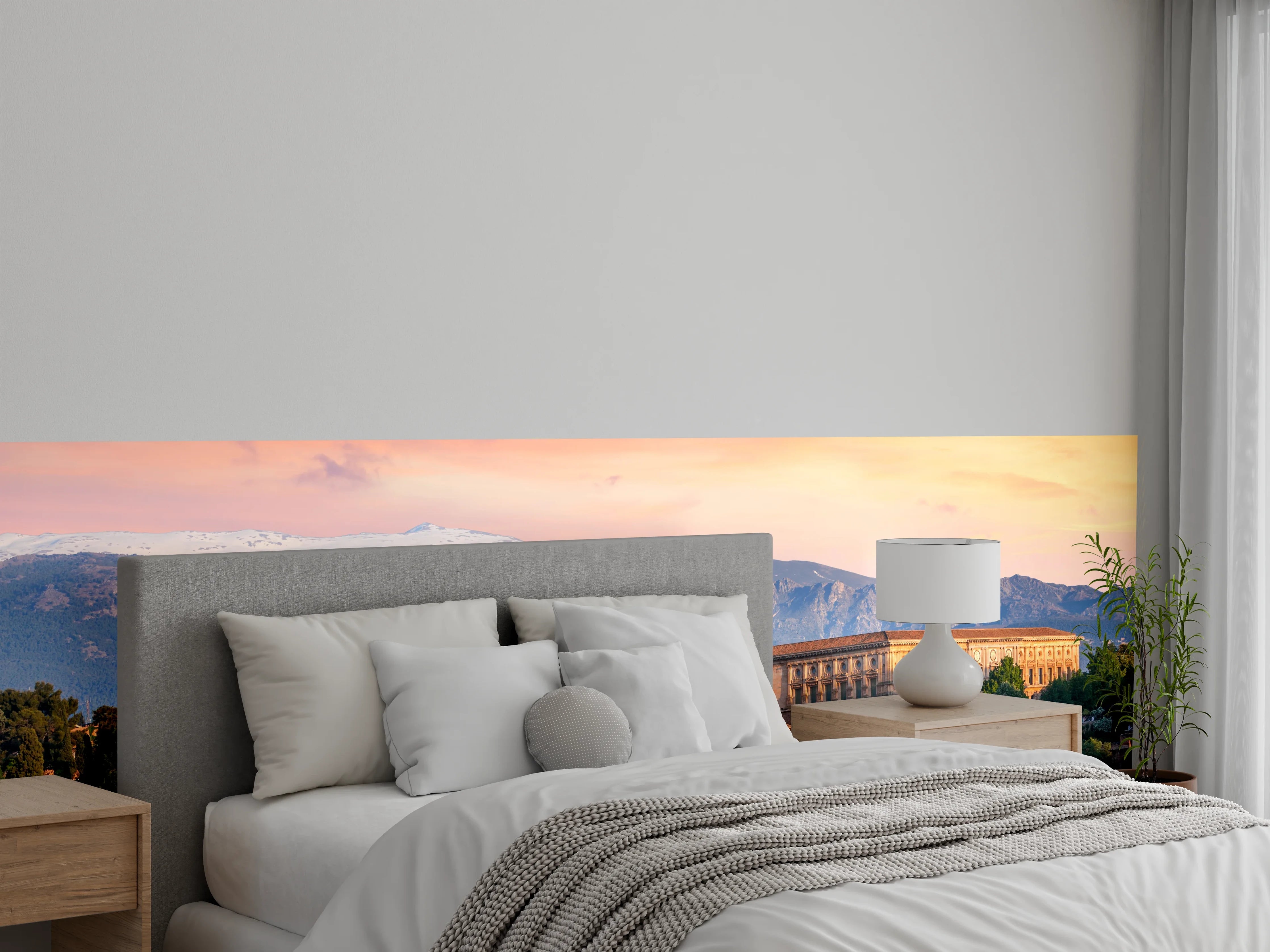 Wandverkleidung Schlafzimmer - Alhambra bei Sonnenuntergang Panorama