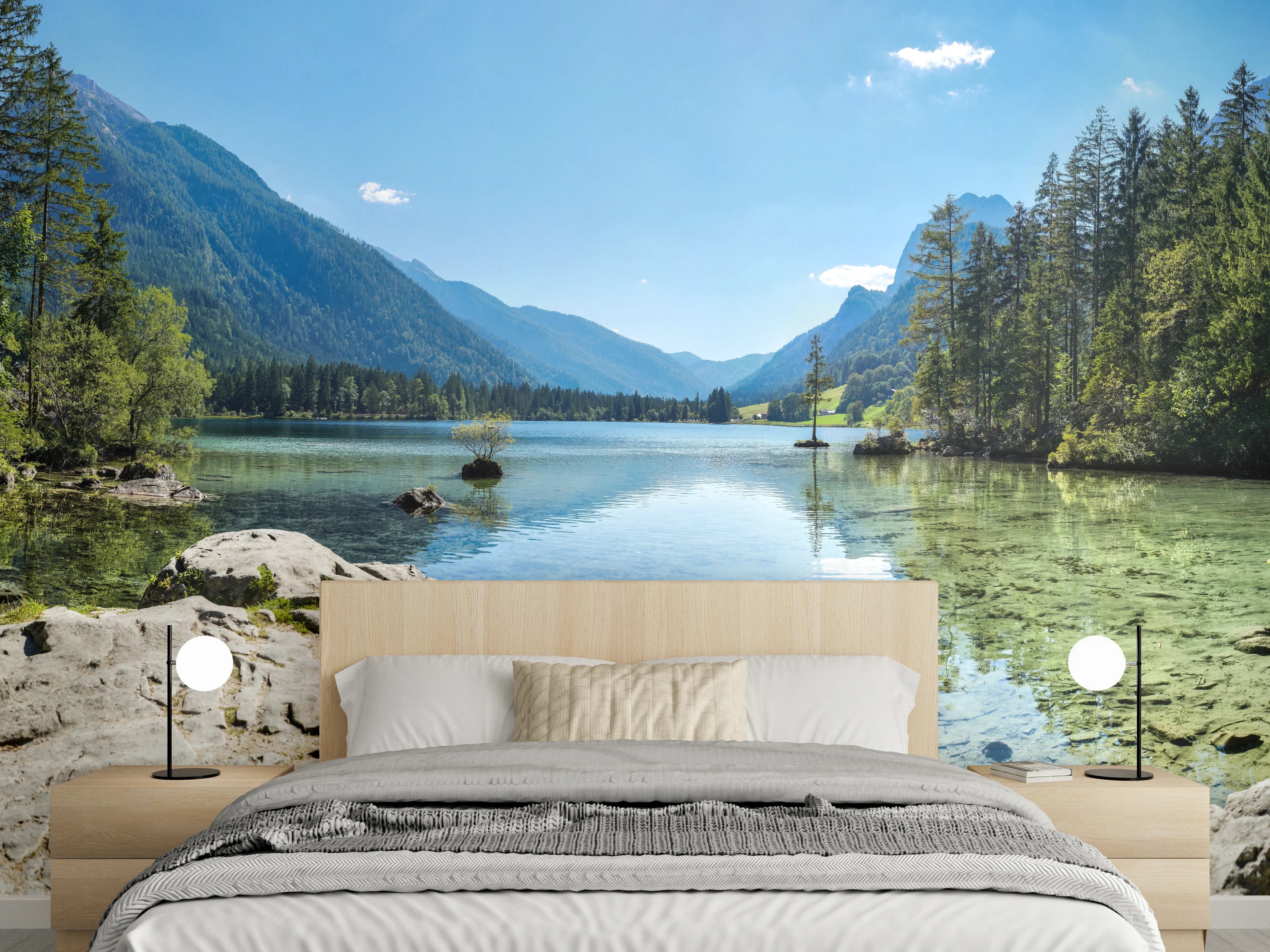 Wandverkleidung Schlafzimmer - Alpen Seeidylle – Natur Pur
