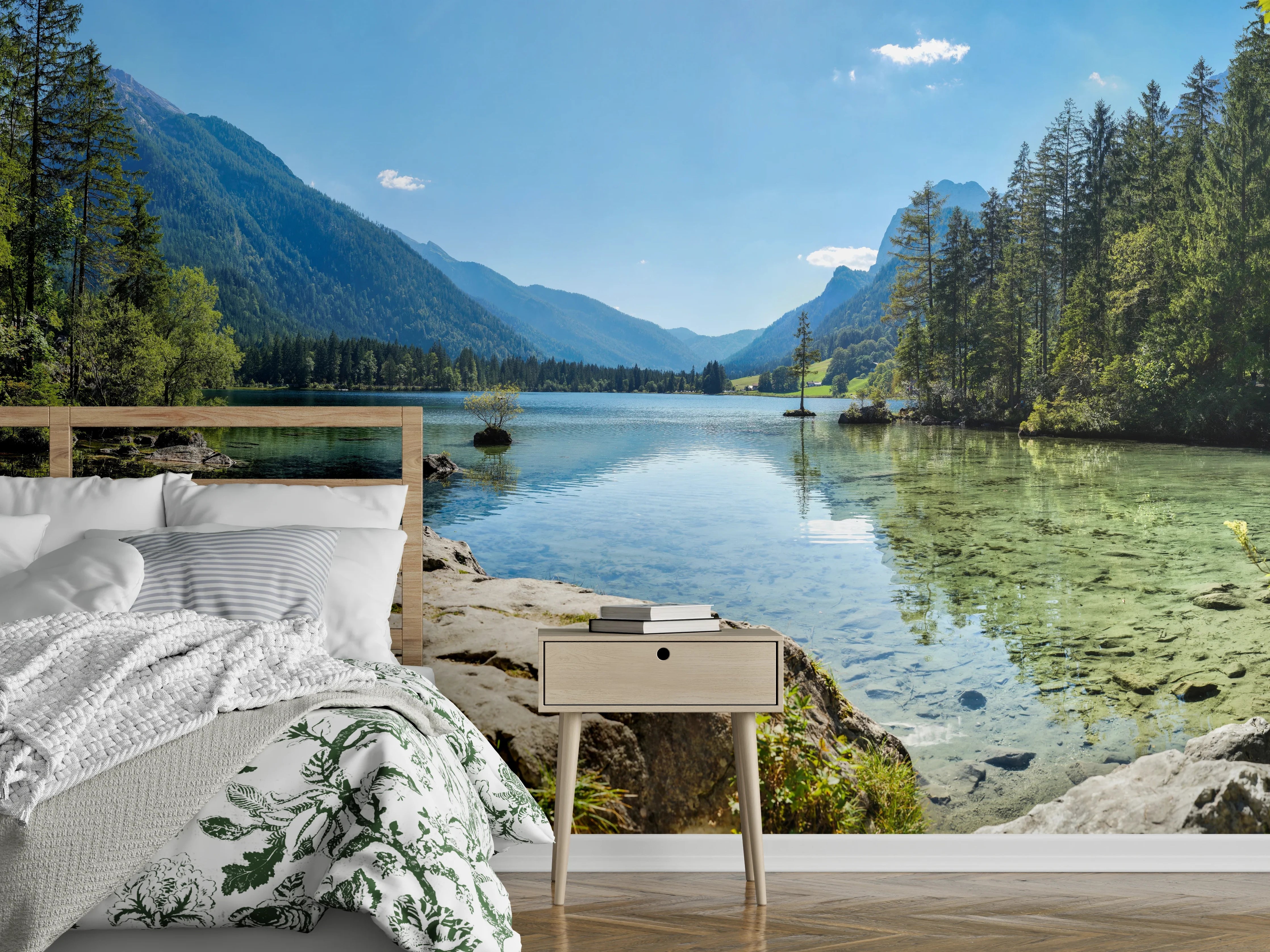Wandverkleidung Schlafzimmer - Alpen Seeidylle – Natur Pur