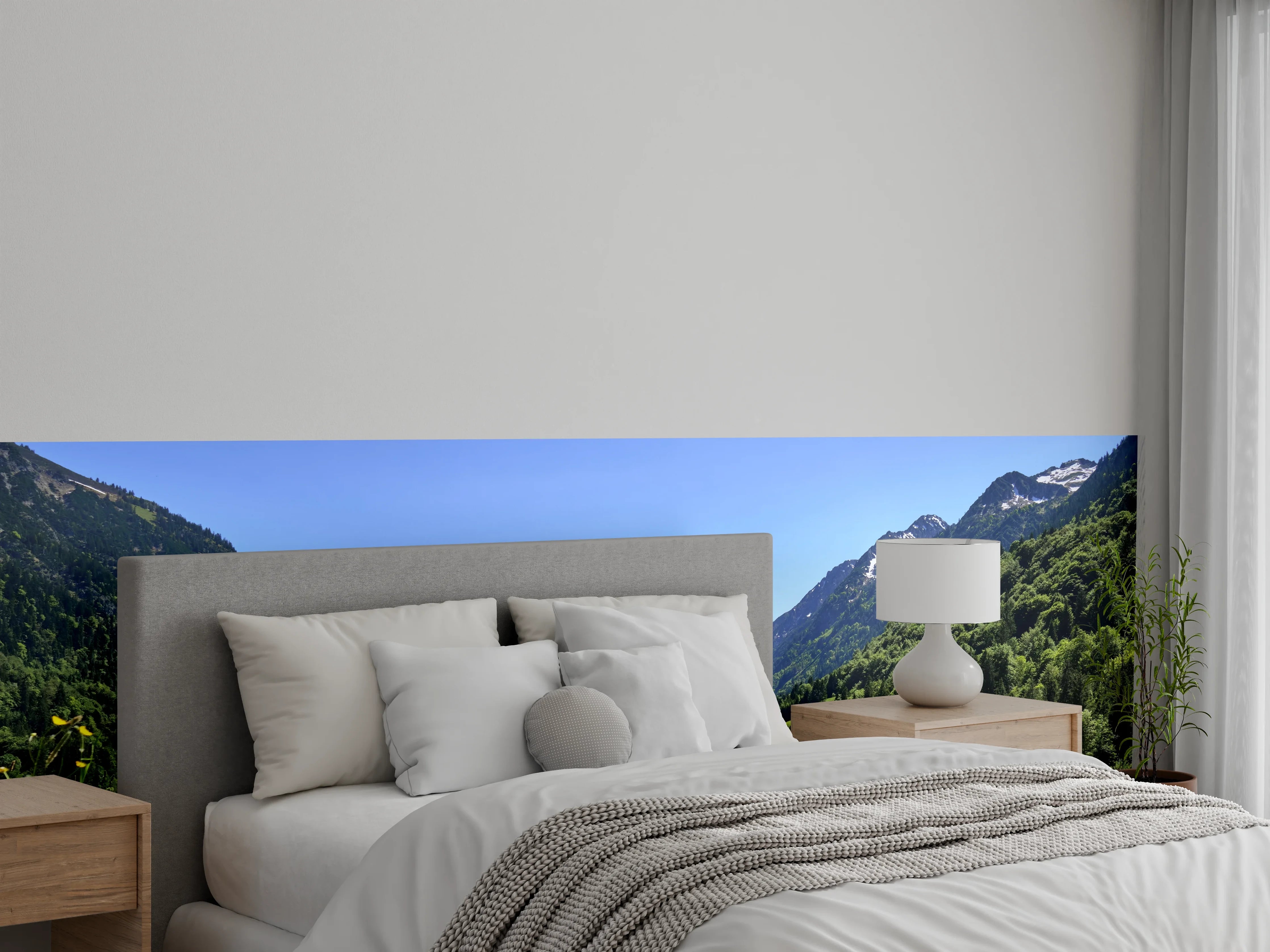 Wandverkleidung Schlafzimmer - Alpenblumen Panorama Natur Wandbild