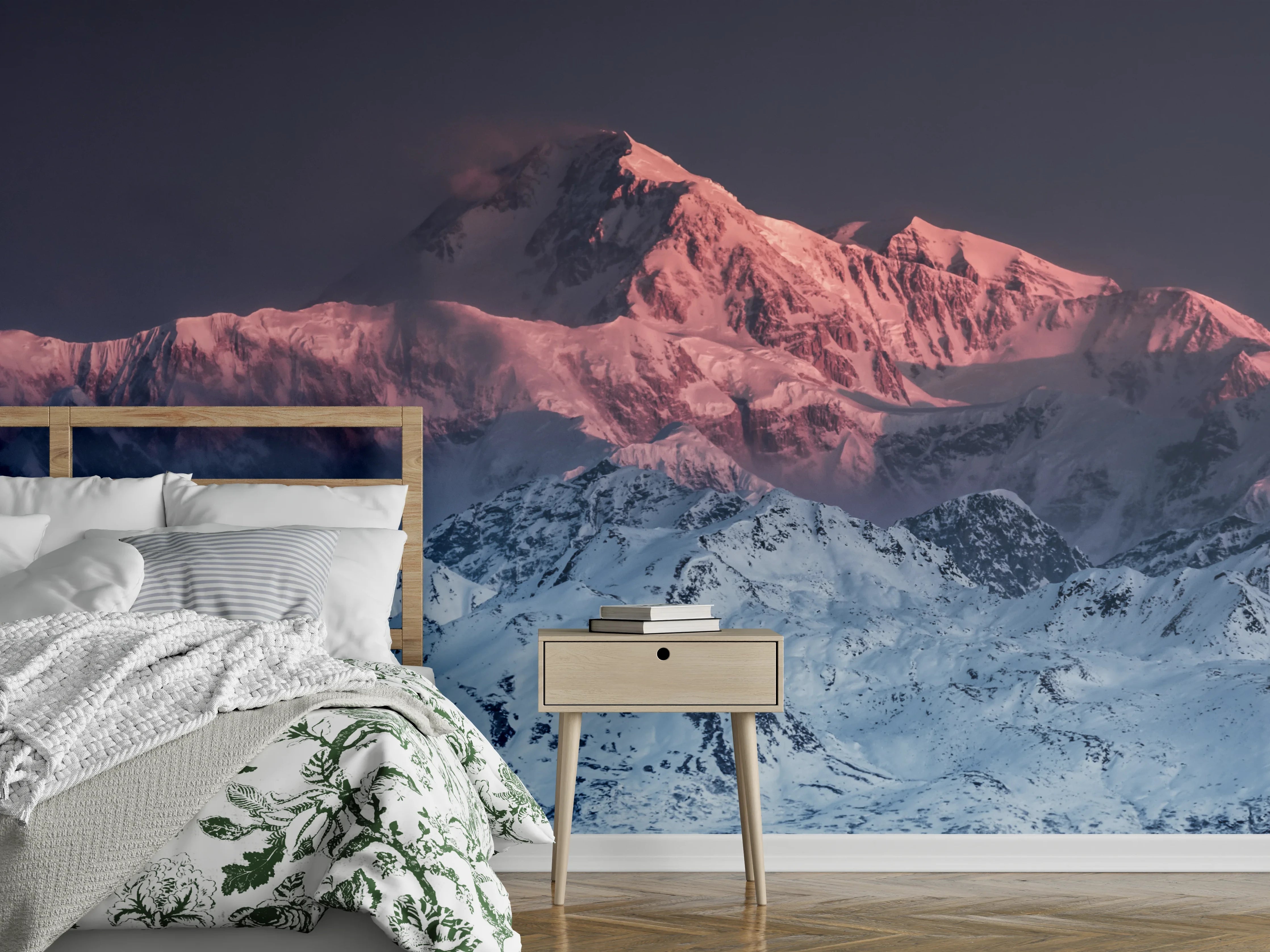 Wandverkleidung Schlafzimmer - Alpenglühen – Majestätische Winterberge