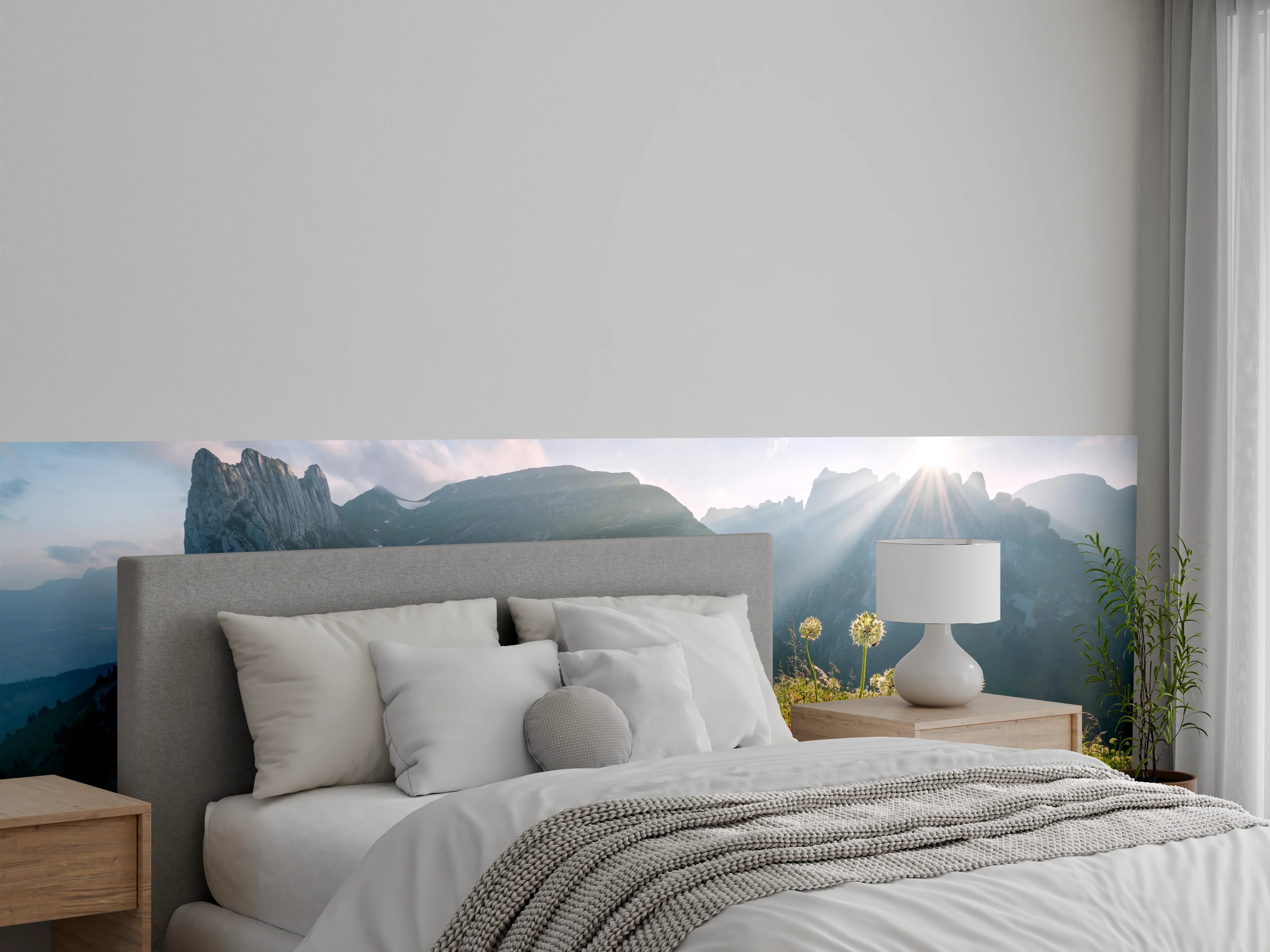 Wandverkleidung Schlafzimmer - Alpenpanorama Sonnenaufgang Natur