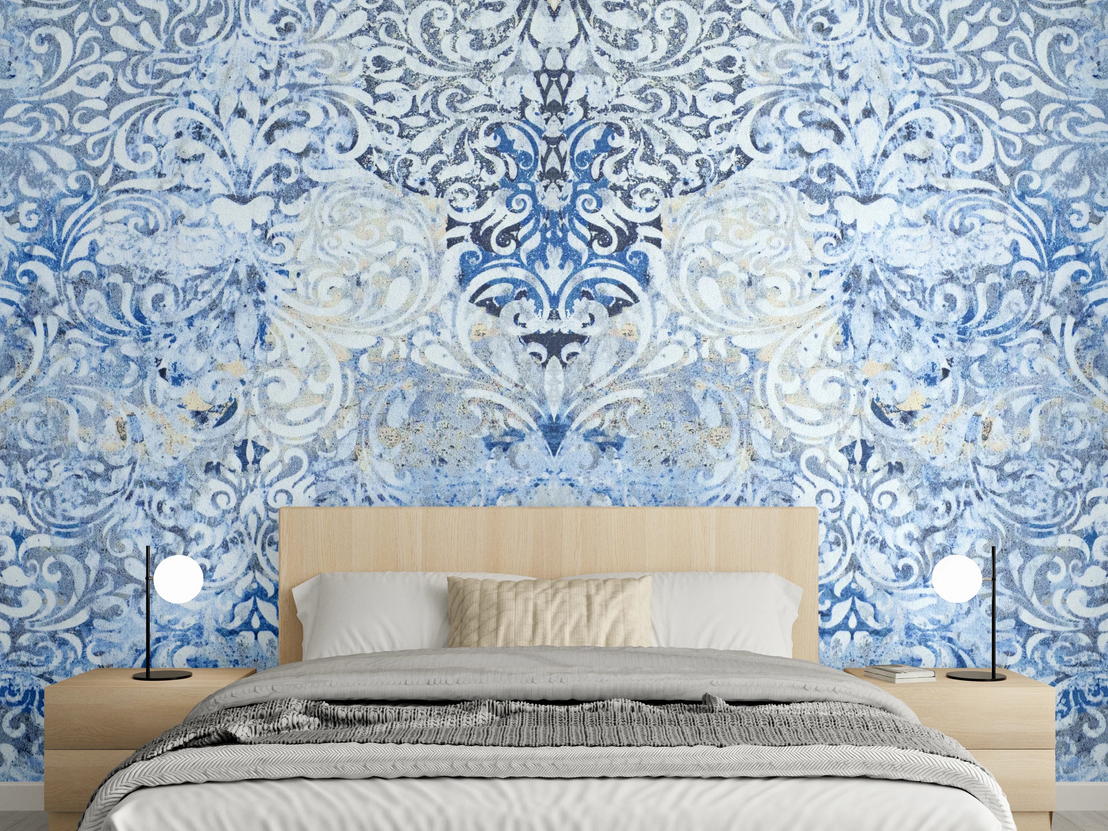 Wandverkleidung Schlafzimmer - Alt blau graues vintage Fliesenmuster