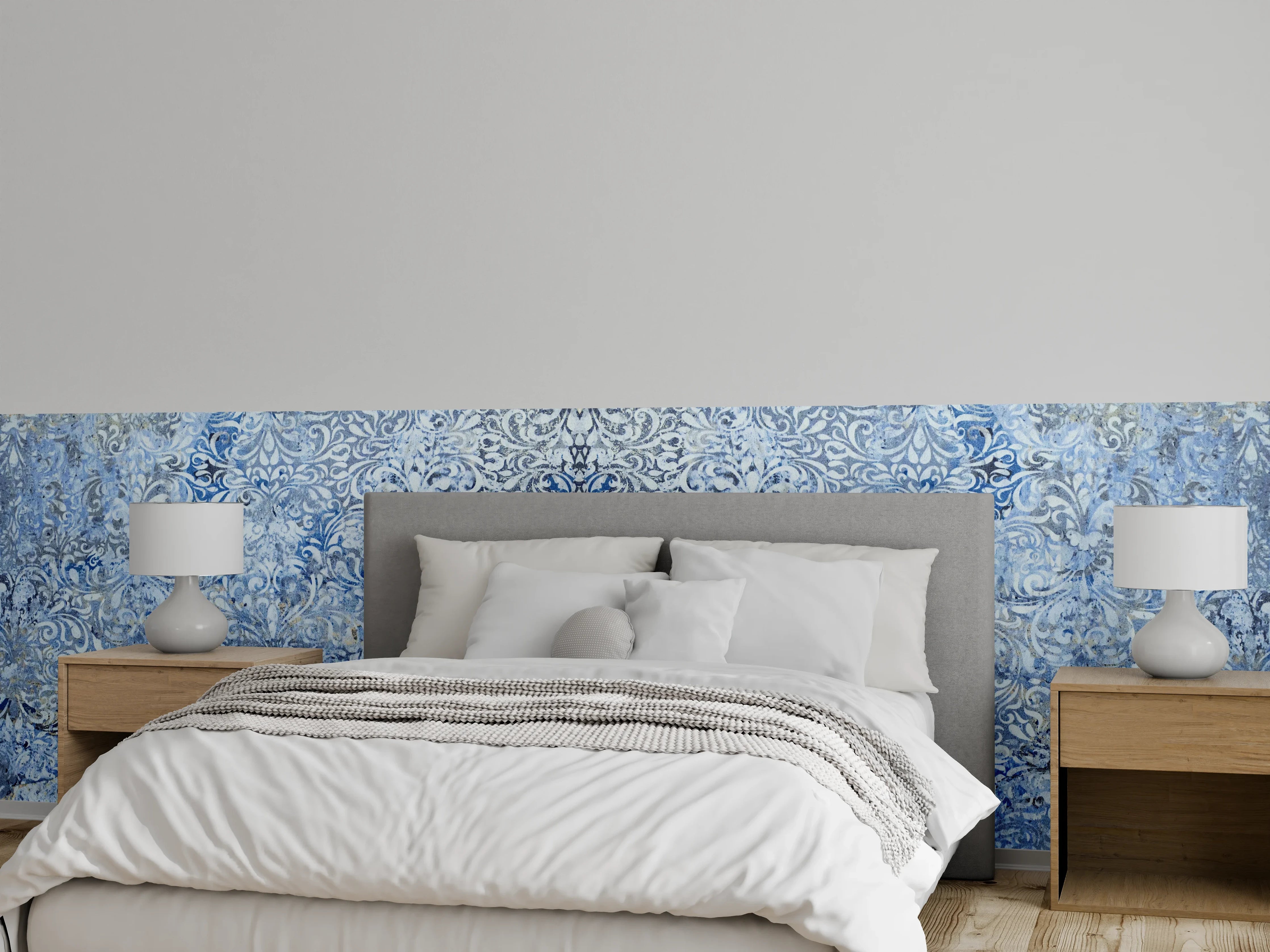 Wandverkleidung Schlafzimmer - Alt blau graues vintage Fliesenmuster