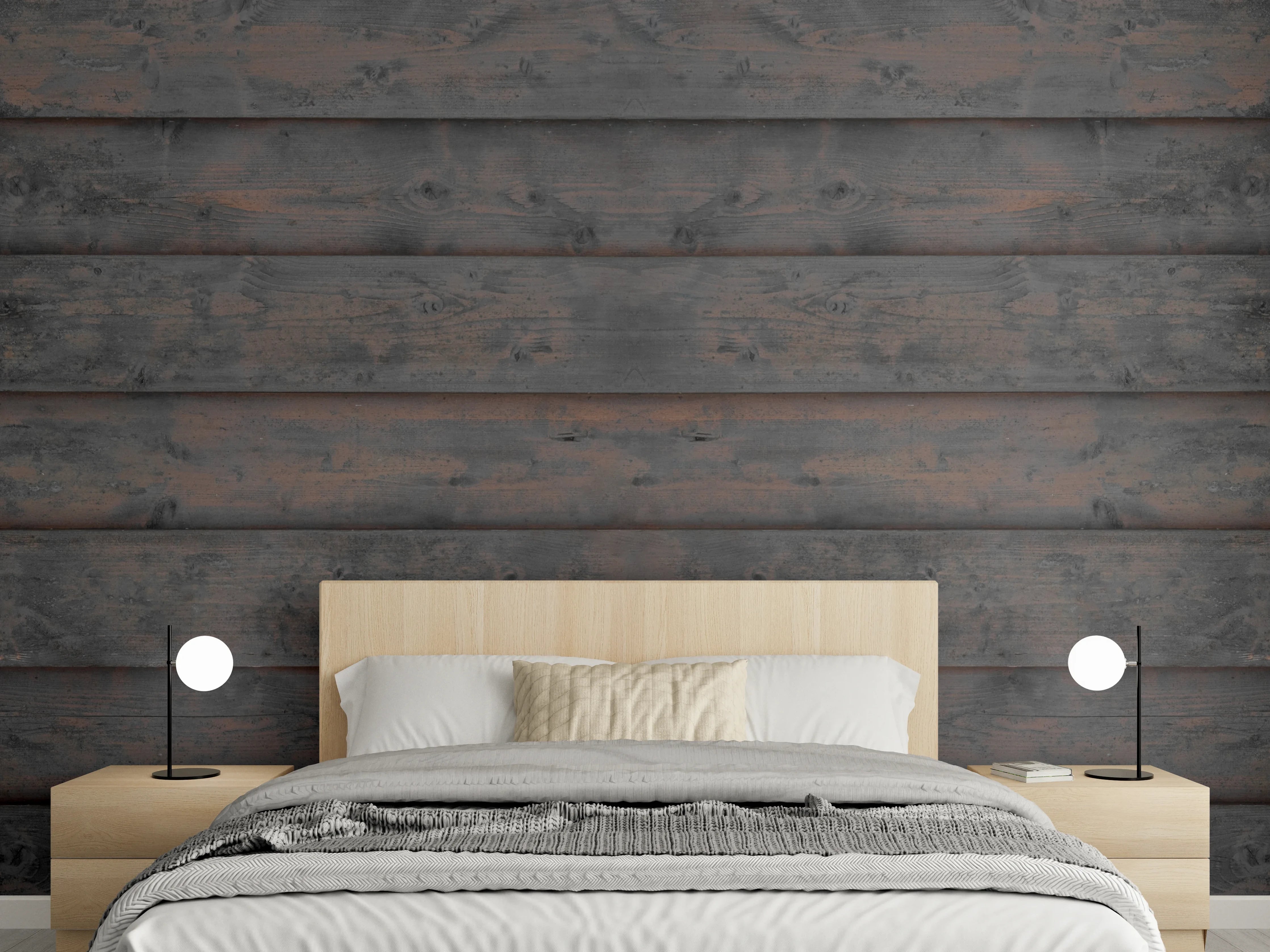 Wandverkleidung Schlafzimmer - Alt braun lackierte Holzbretter