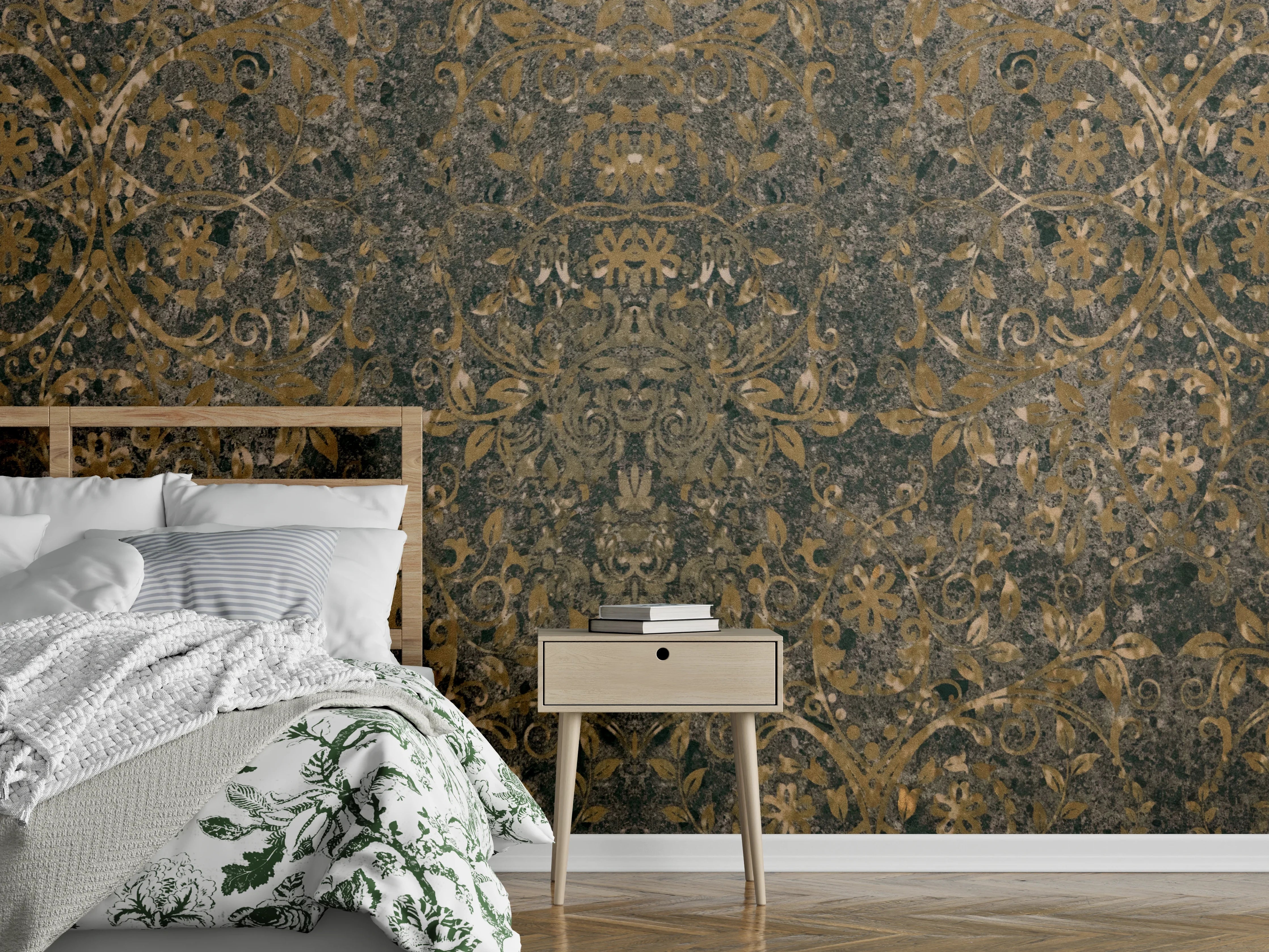 Wandverkleidung Schlafzimmer - Alt schwarze anthrazit Fliesenmuster