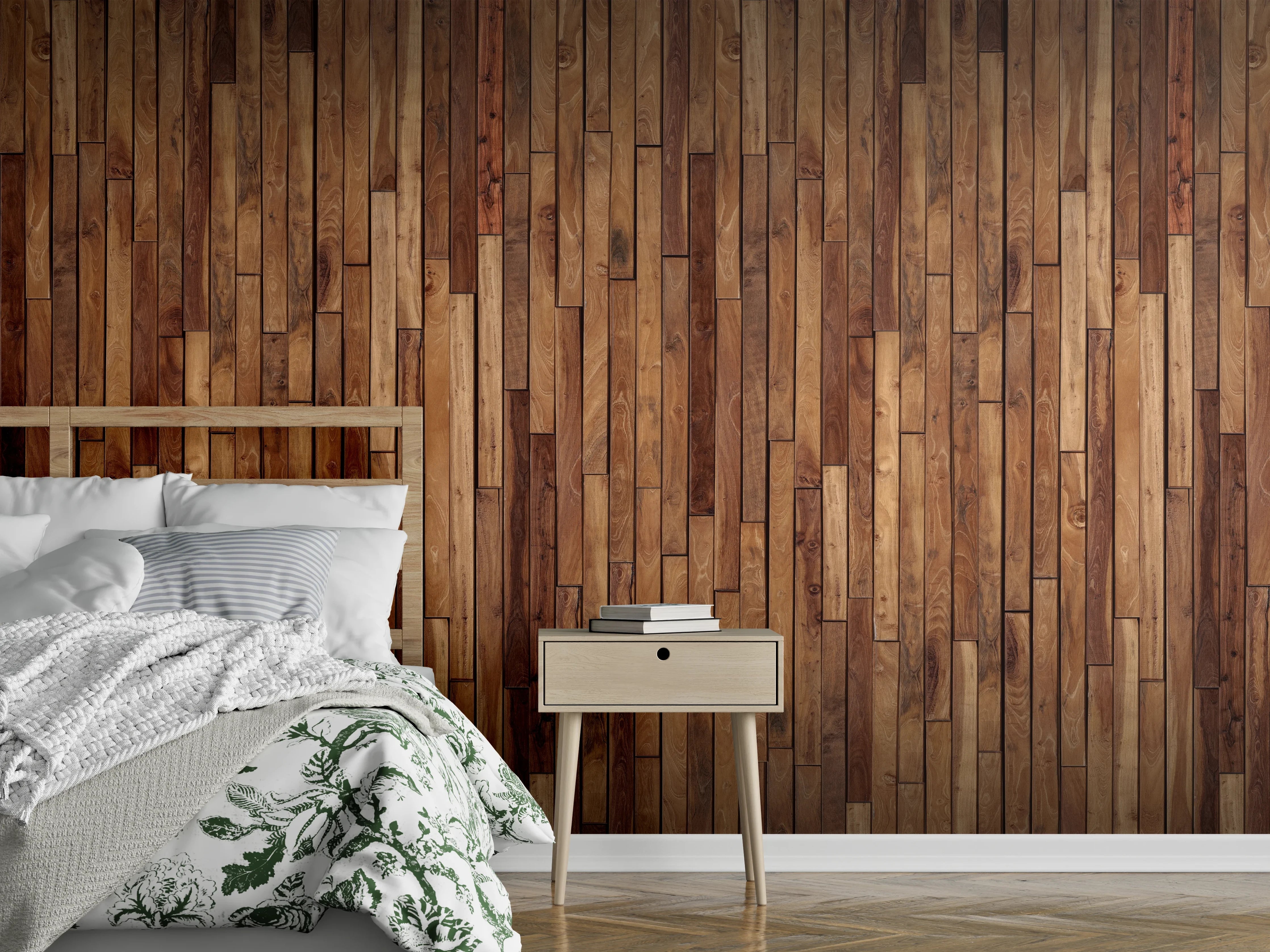 Wandverkleidung Schlafzimmer - Alte Kiefernholz Planken