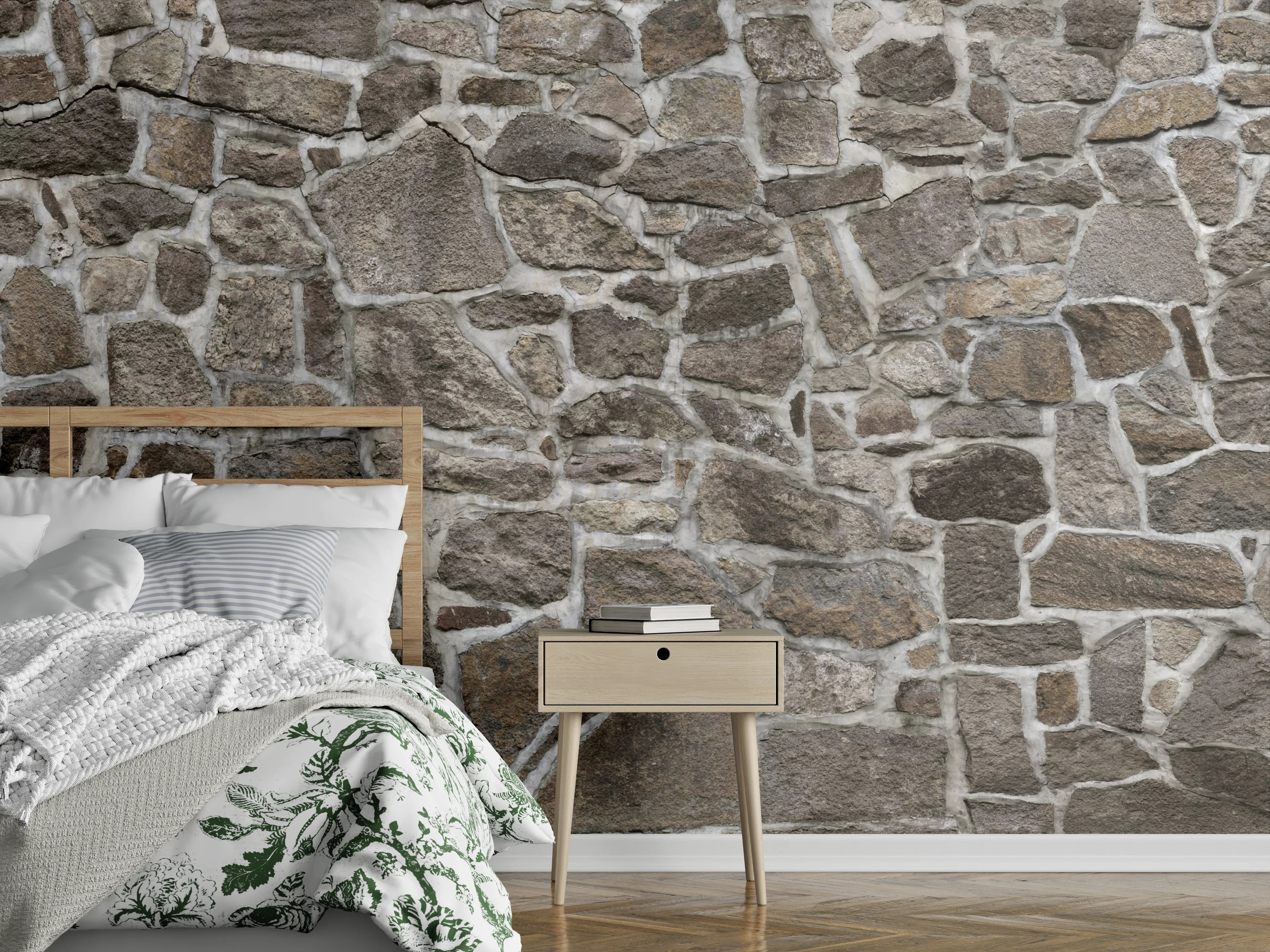 Wandverkleidung Schlafzimmer - Alte Steinmauer
