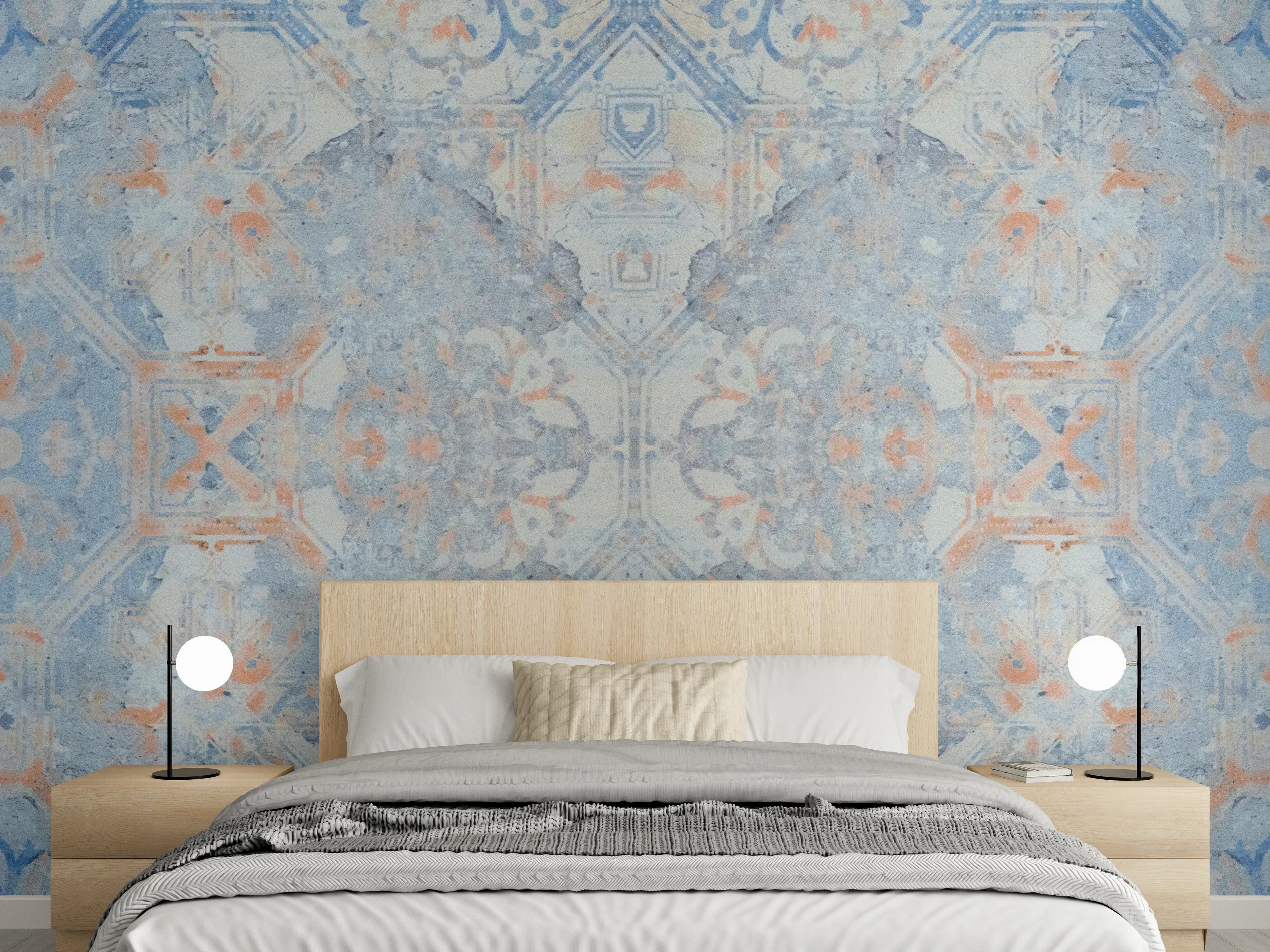 Wandverkleidung Schlafzimmer - Alte blaue Vintage Fliesen