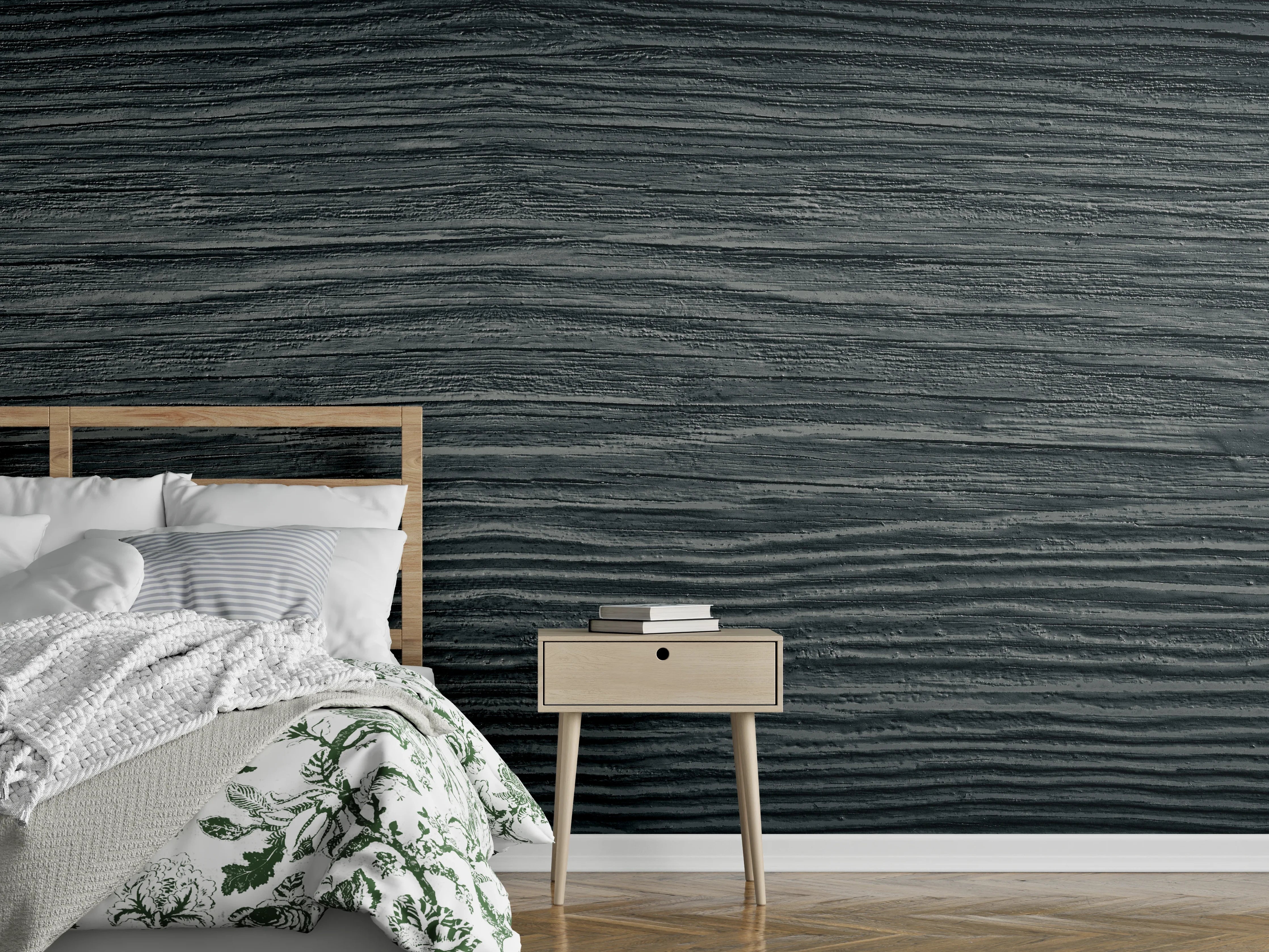 Wandverkleidung Schlafzimmer - Alte geknackte schwarz lackiert Massivholz