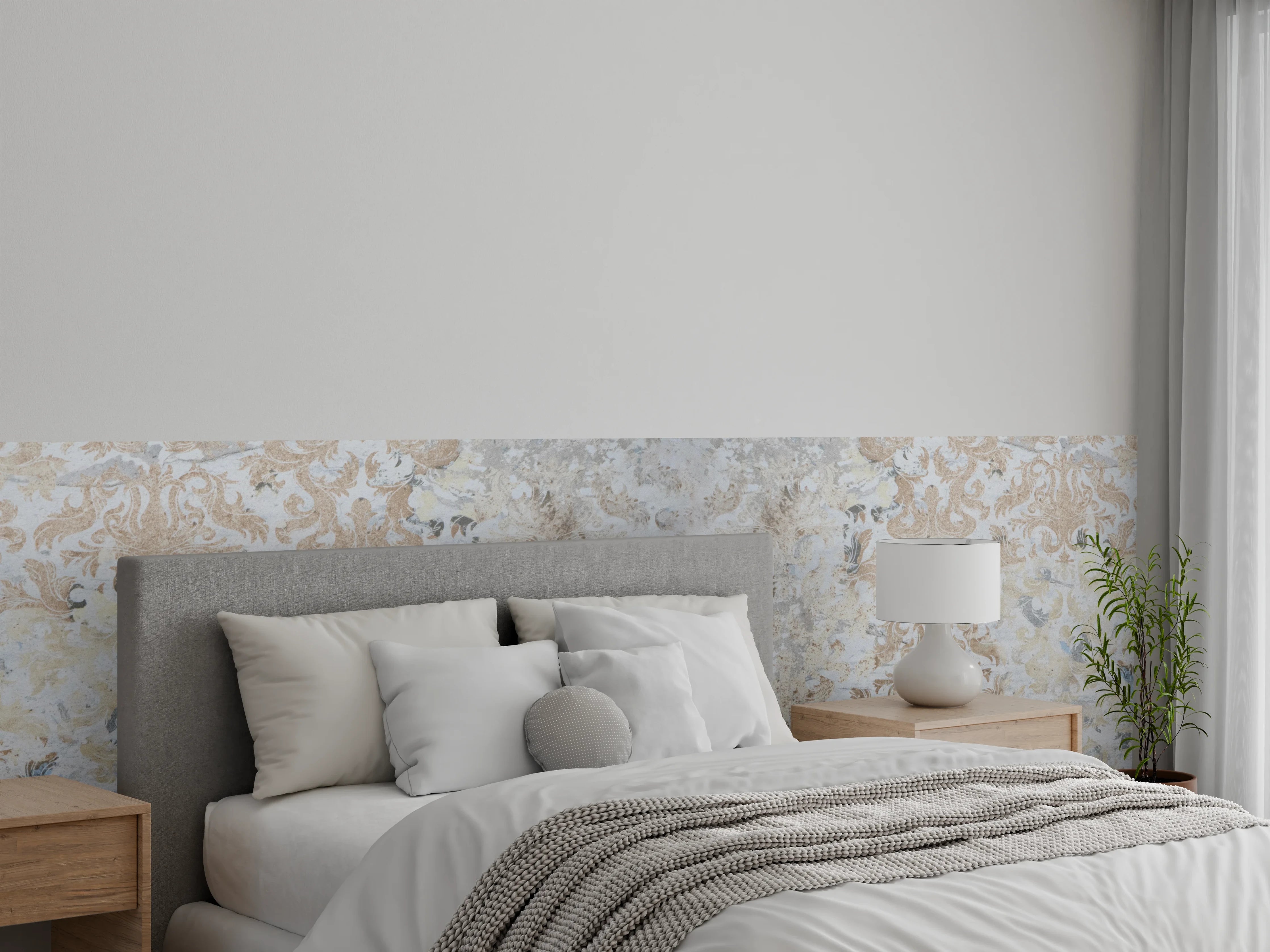 Wandverkleidung Schlafzimmer - Alte grau braune Vintage Fliesen