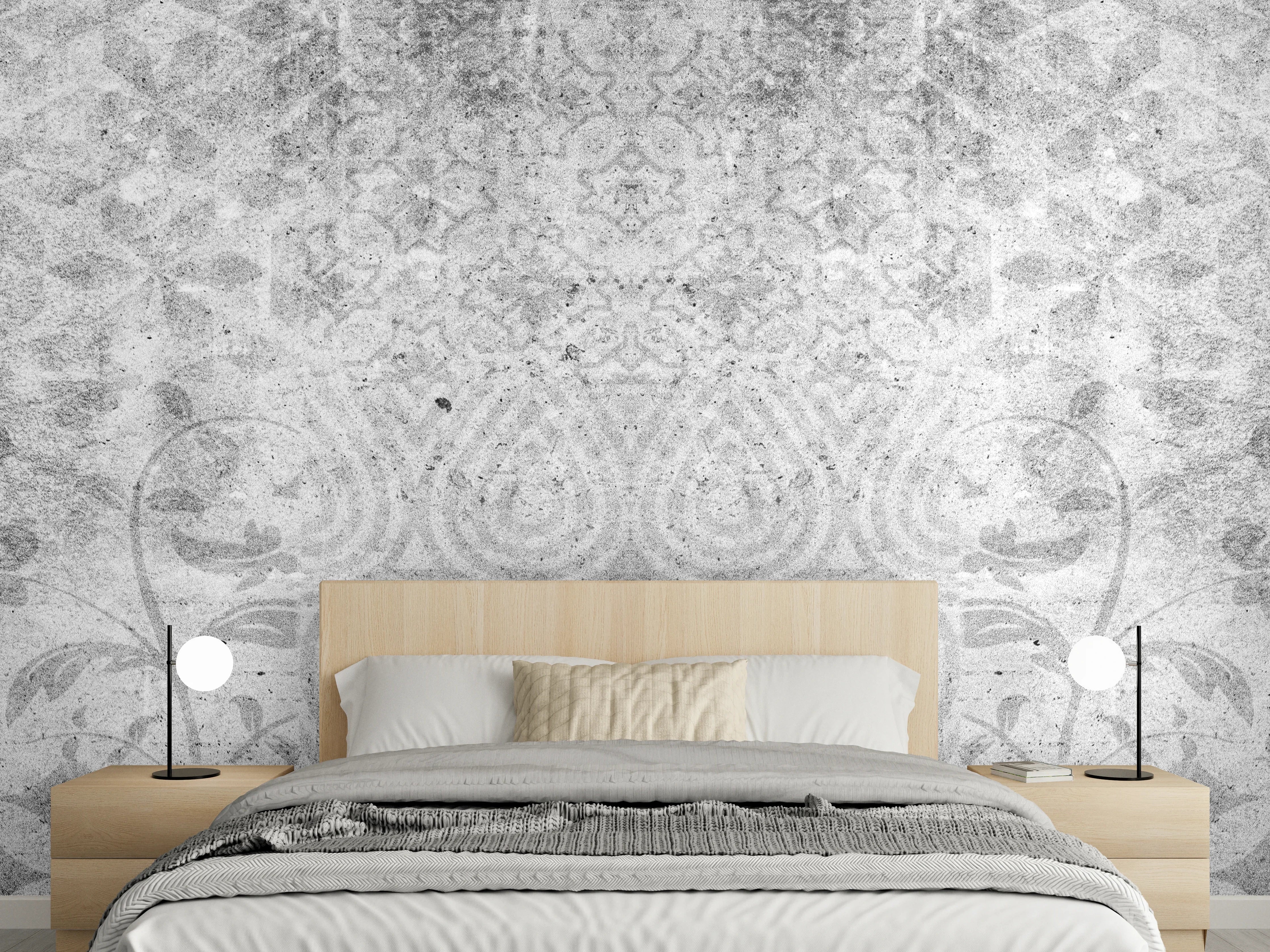 Wandverkleidung Schlafzimmer - Alte graue Vintage Fliesen