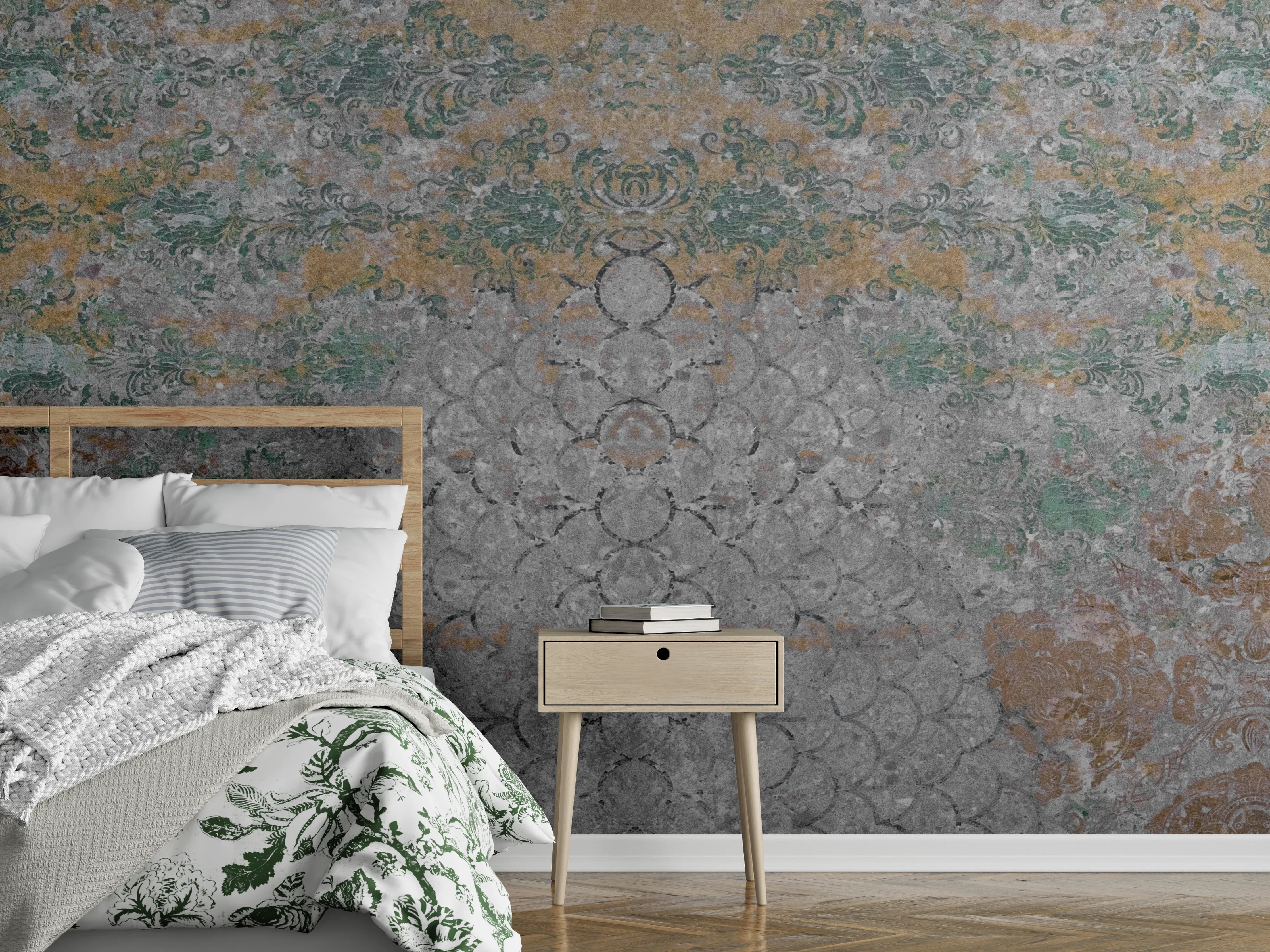 Wandverkleidung Schlafzimmer - Alte shabby Patchwork Motiv
