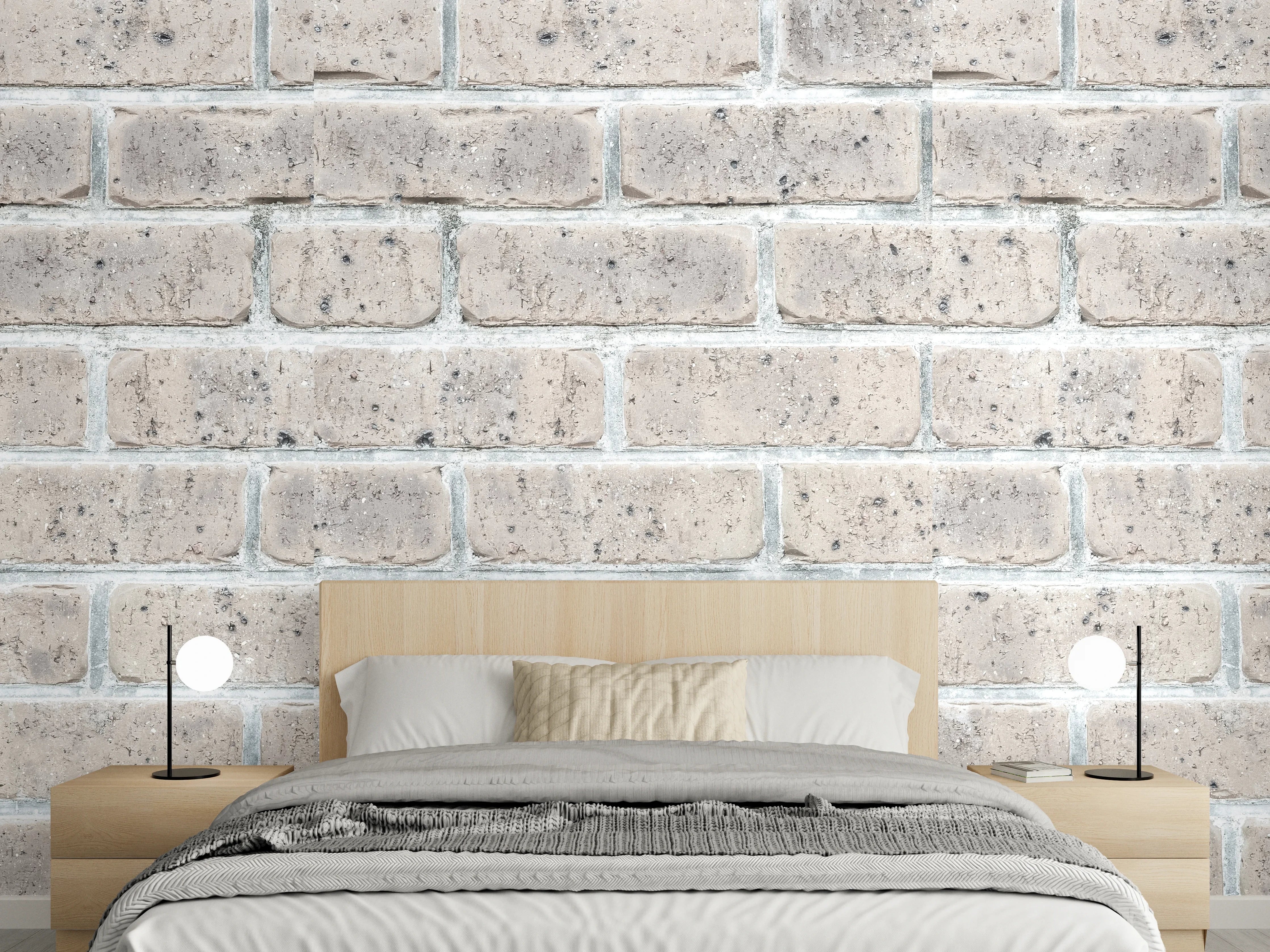 Wandverkleidung Schlafzimmer - Alte weiße Vintage Backsteinmauer