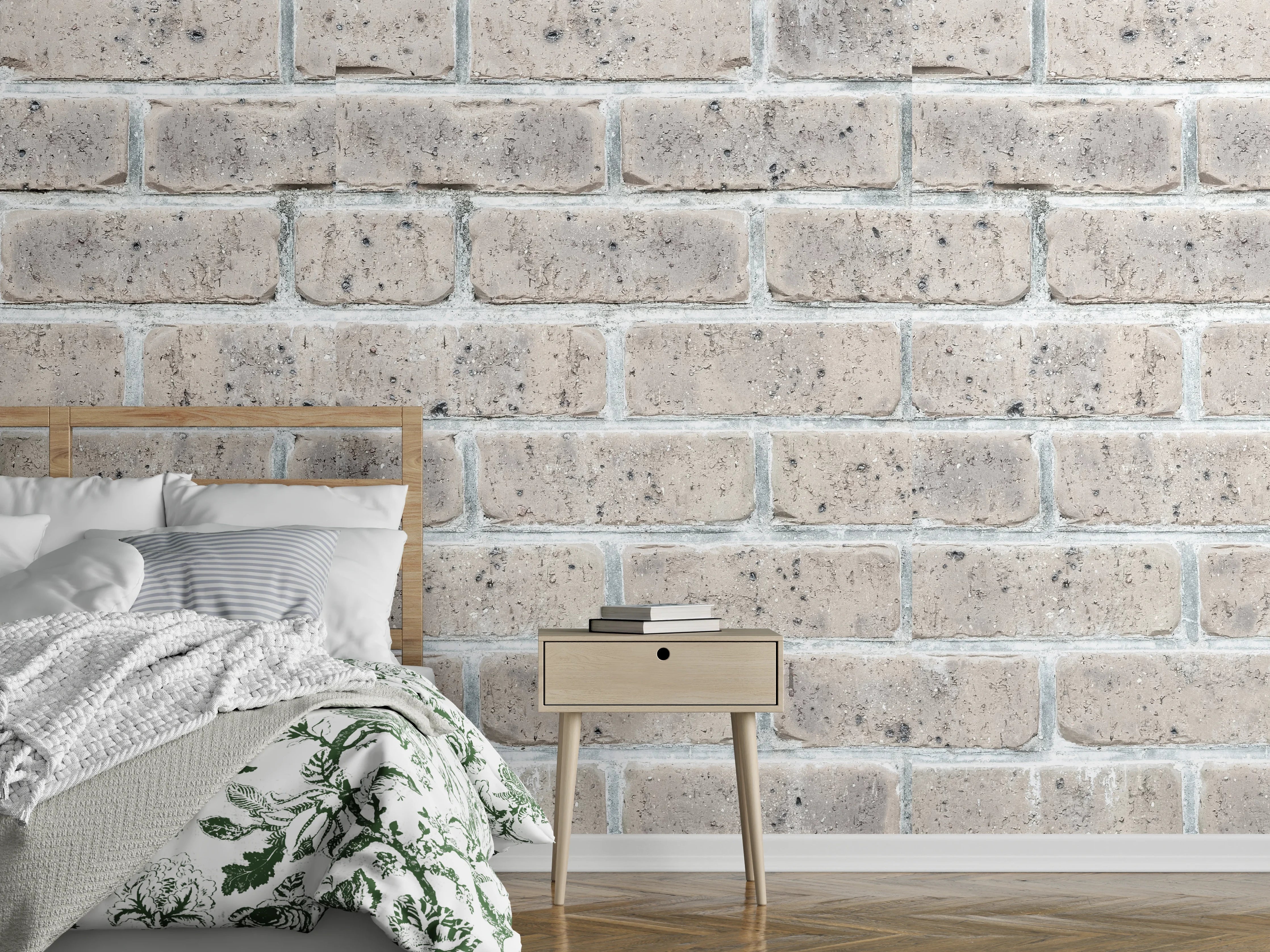 Wandverkleidung Schlafzimmer - Alte weiße Vintage Backsteinmauer