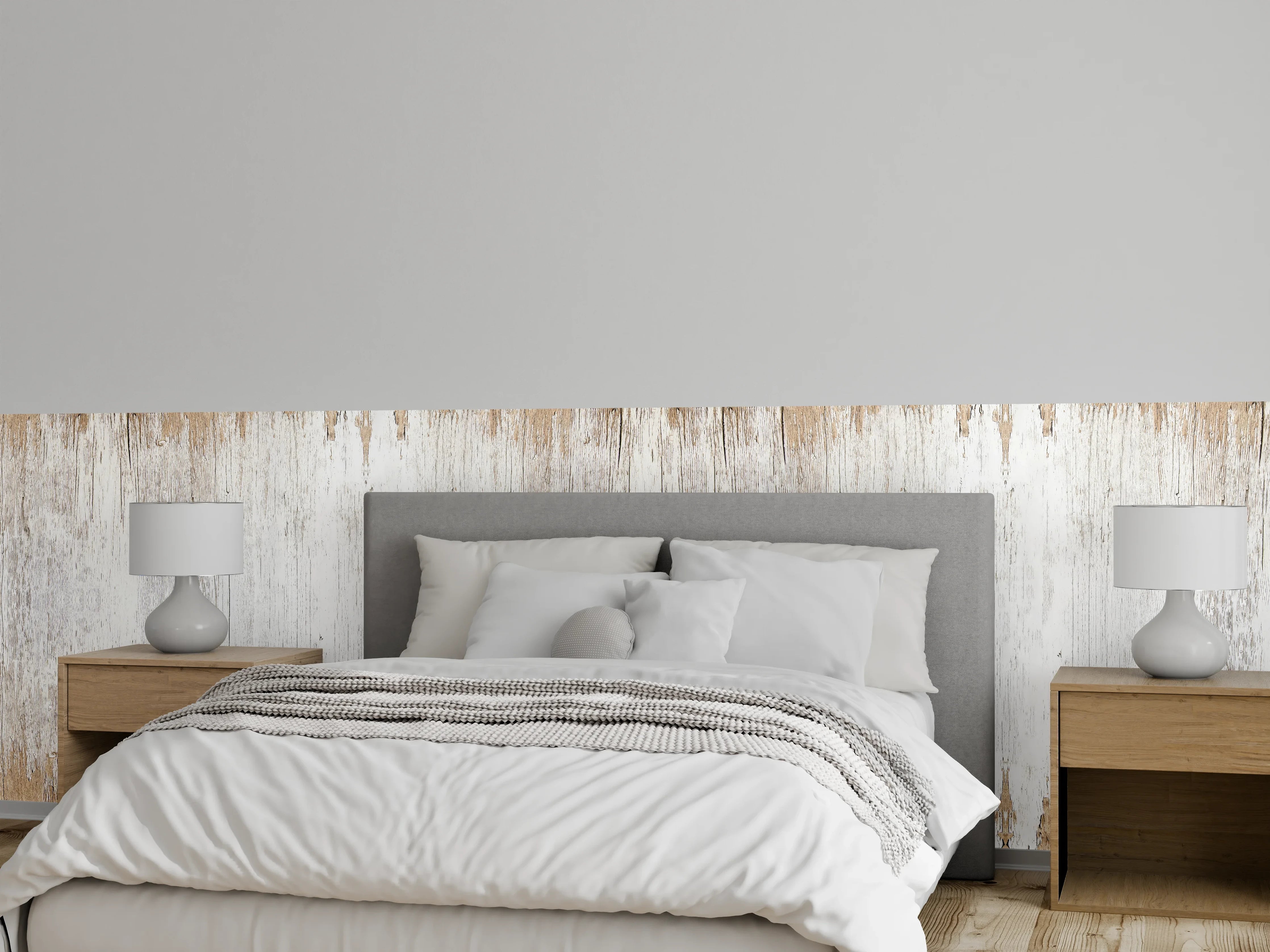Wandverkleidung Schlafzimmer - Alte weiße lackierte Holzstruktur