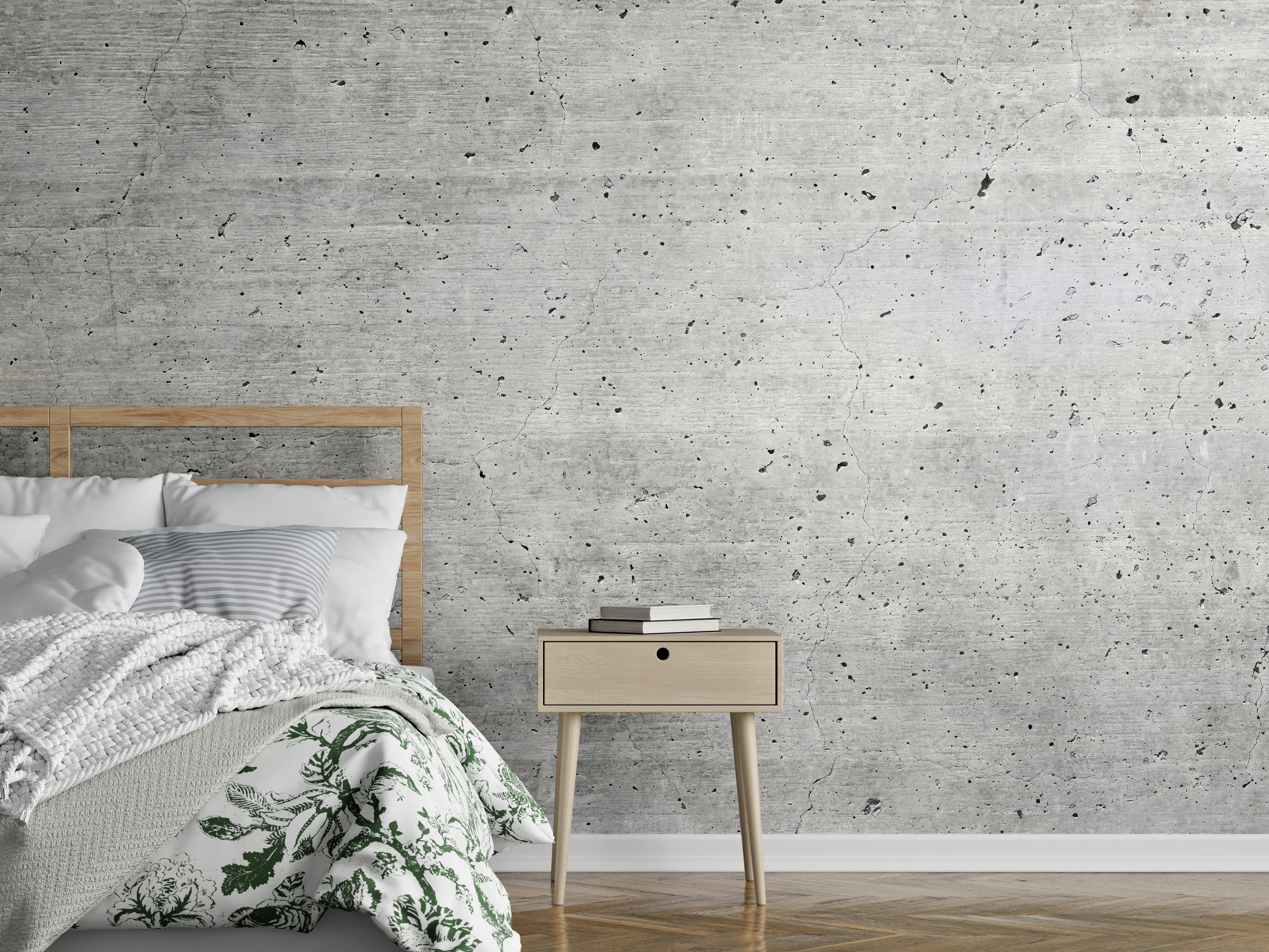 Wandverkleidung Schlafzimmer - Alter gräulicher Beton