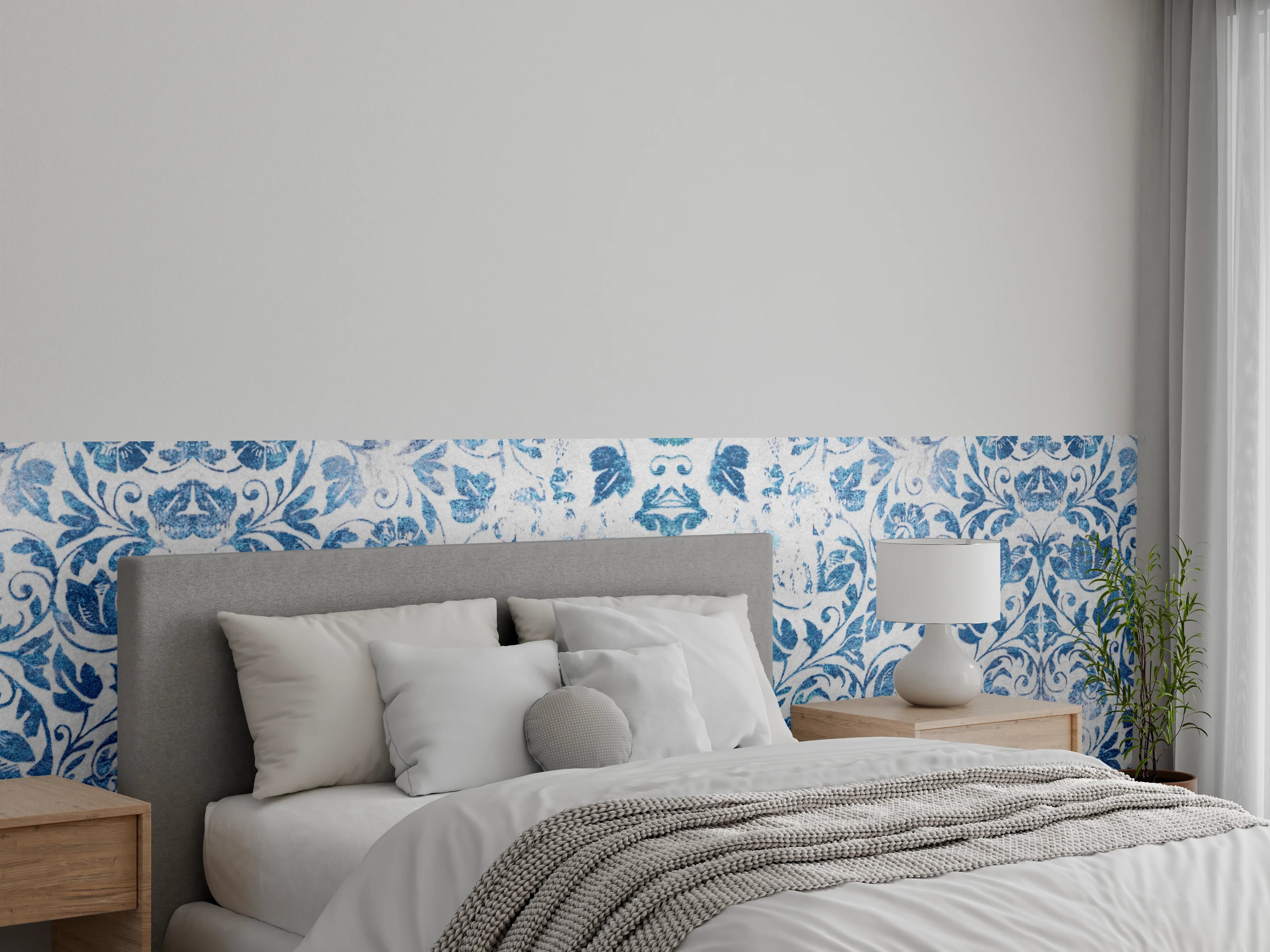 Wandverkleidung Schlafzimmer - Altes Abgenutztes Damast Patchwork Vintage Motiv