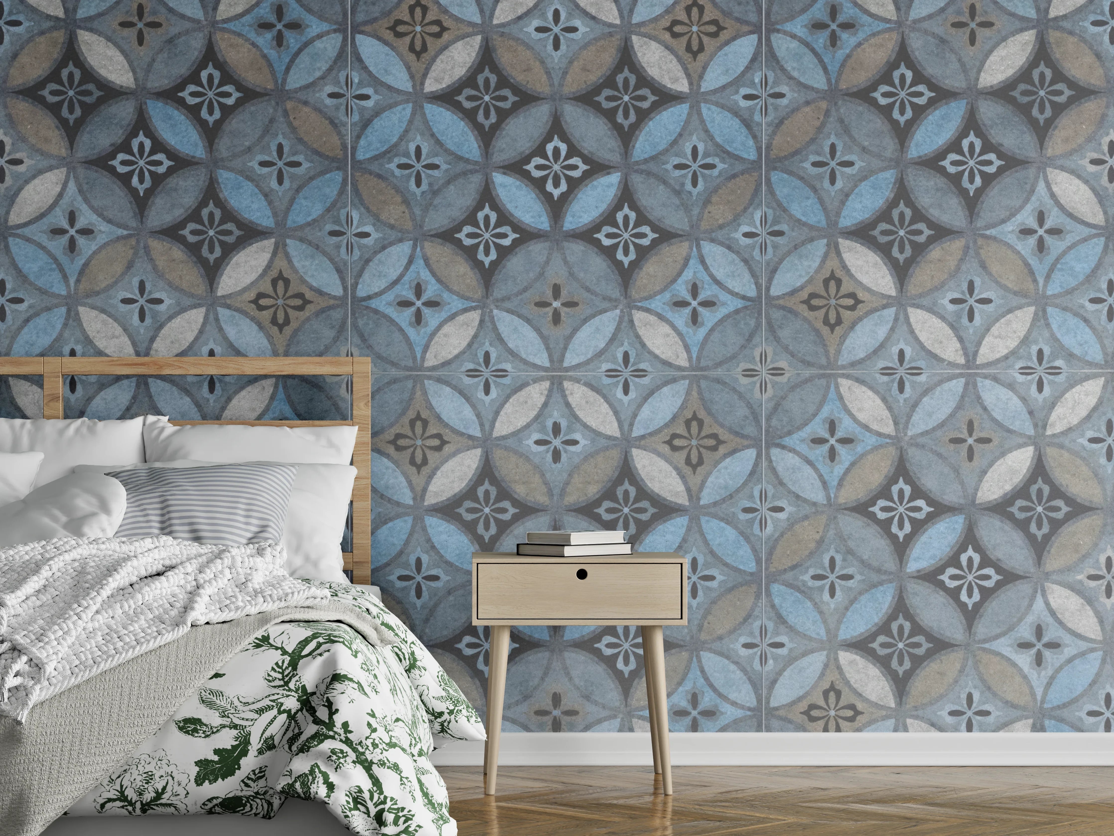 Wandverkleidung Schlafzimmer - Altes Buntes Patchwork Mosaik Motiv