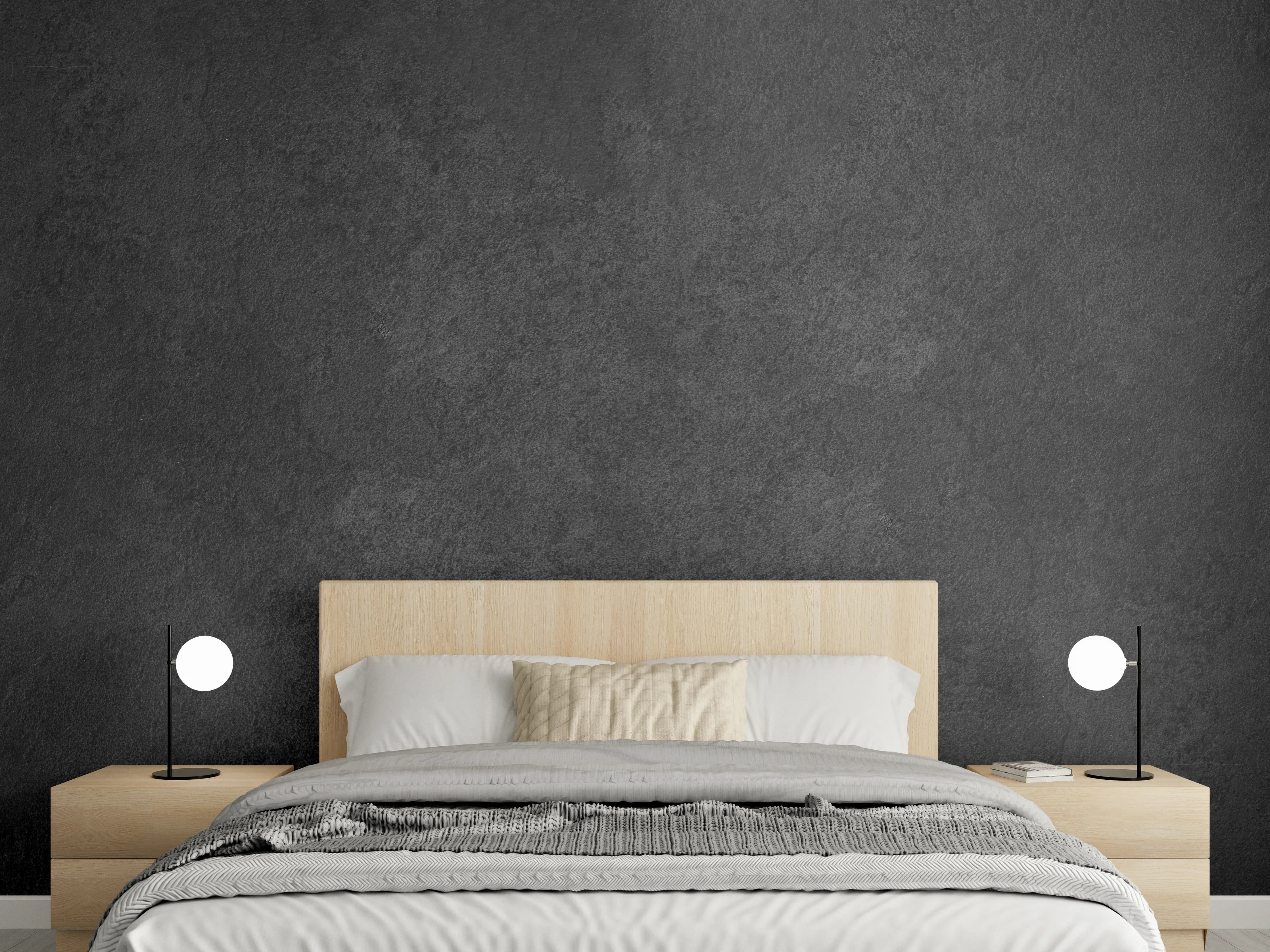 Wandverkleidung Schlafzimmer - Anthrazit Betonstruktur